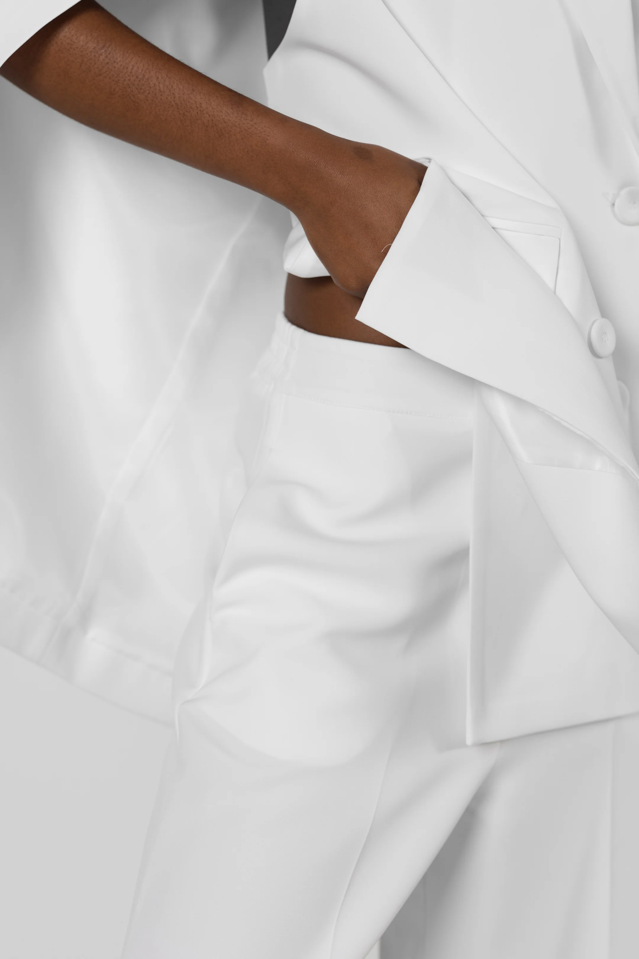 Spencer Tailored Elastic Waist Trousers | White - Image 3