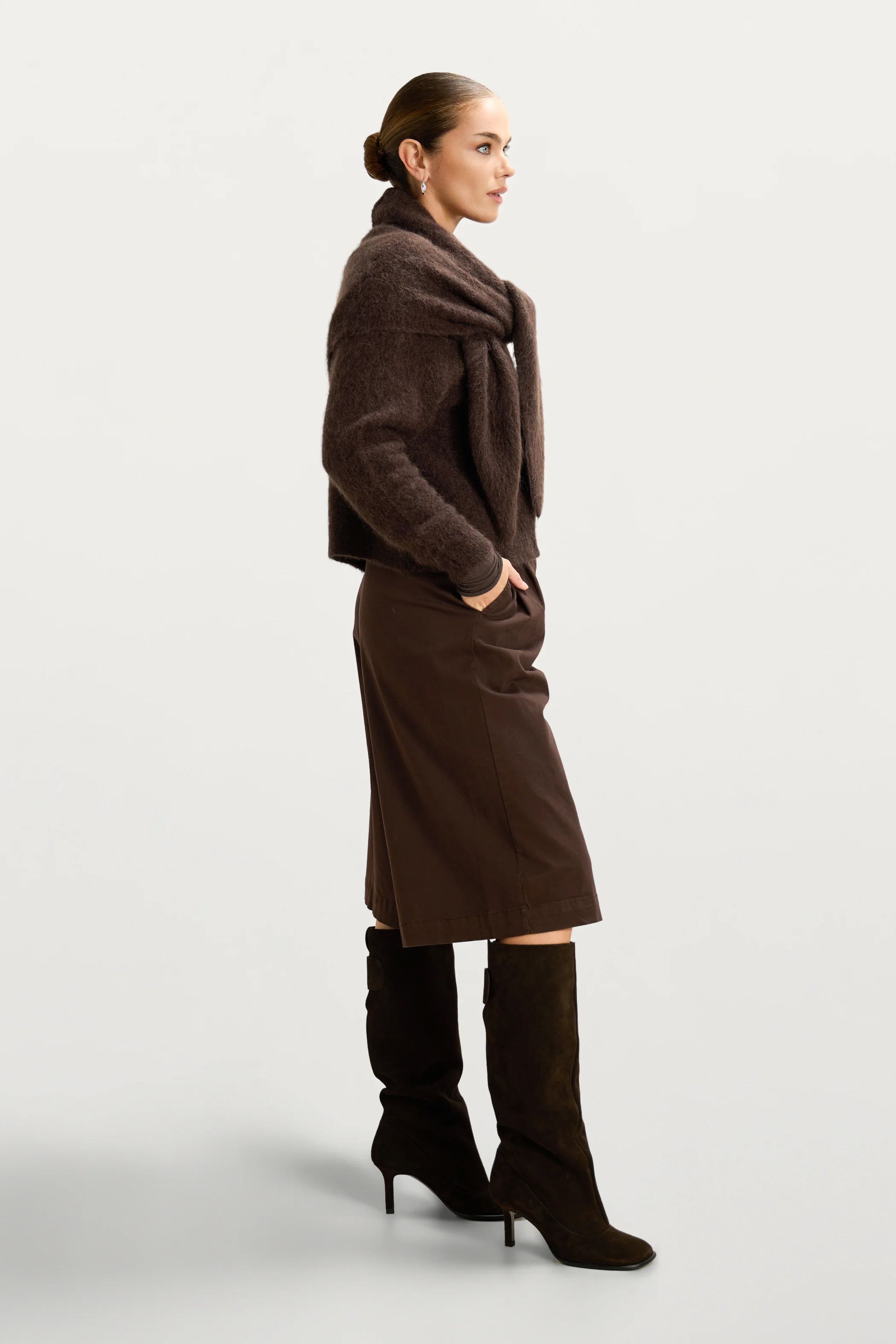 Evie Triangle Maxi Scarf | Espresso Brown | Alpaca-Wool Blend - Image 6