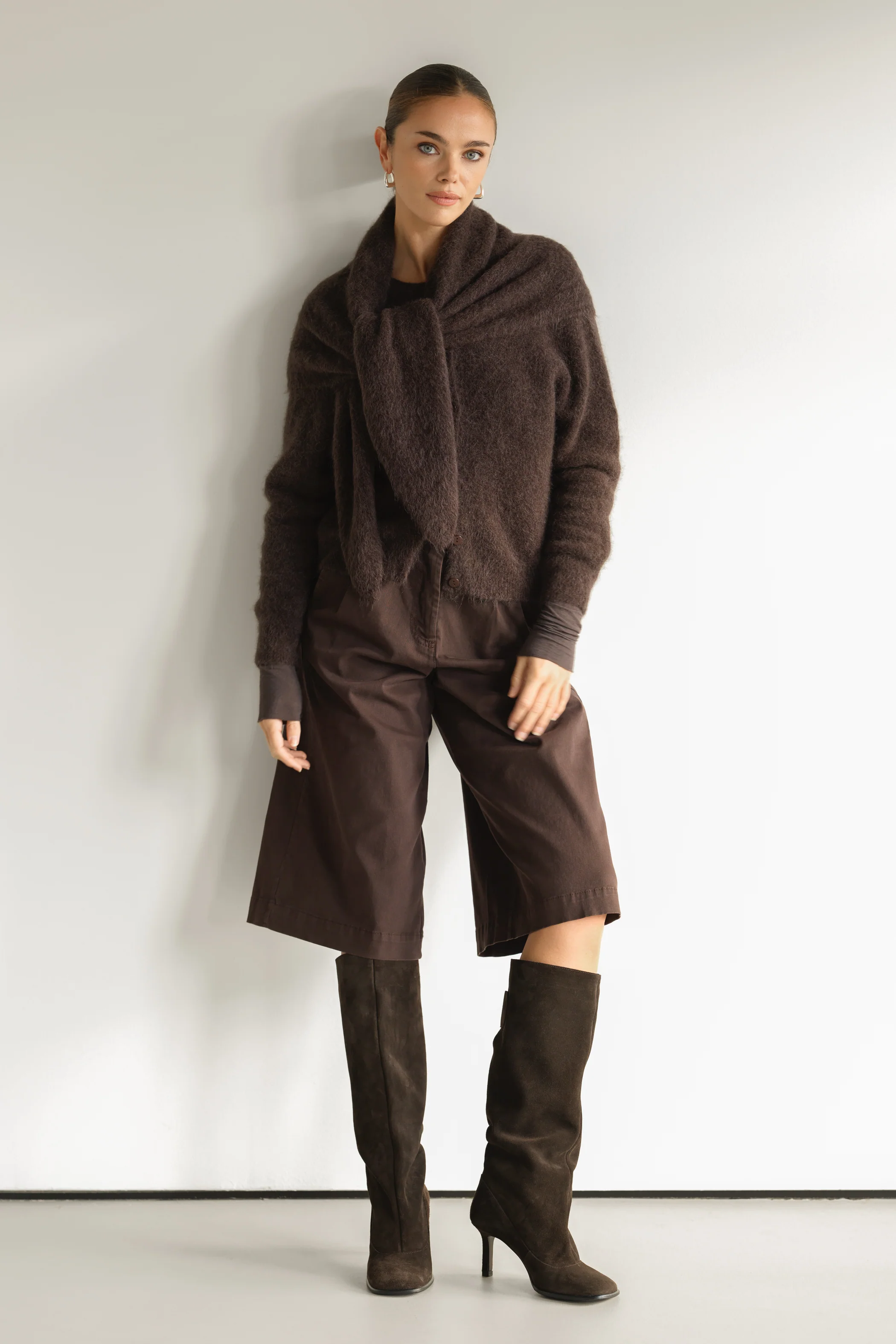 Evie Triangle Maxi Scarf | Espresso Brown | Alpaca-Wool Blend - Image 3