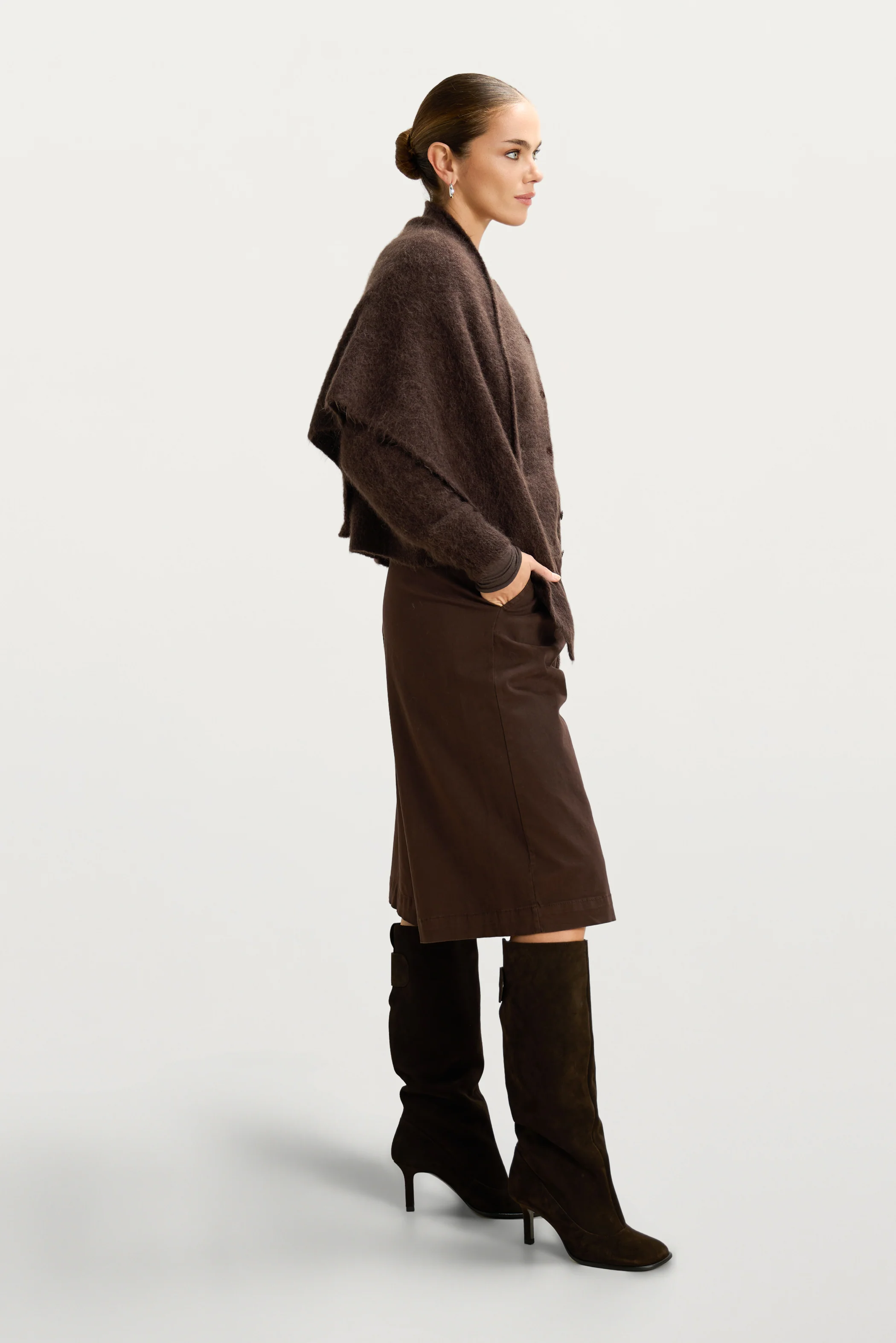 Evie Triangle Maxi Scarf | Espresso Brown | Alpaca-Wool Blend - Image 7