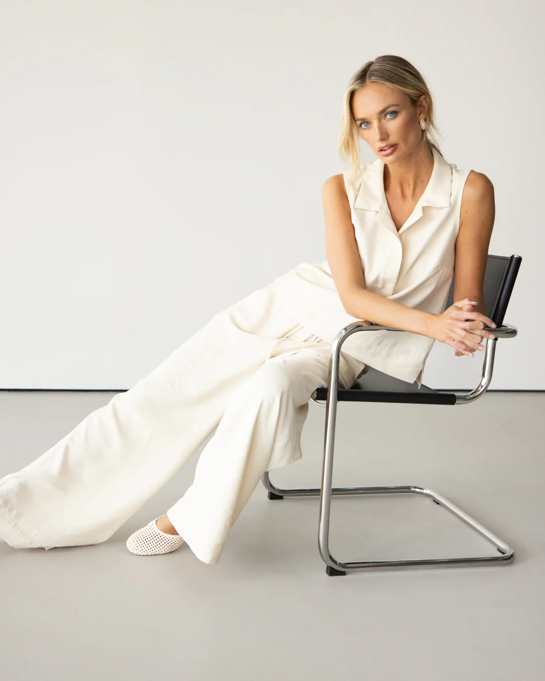 Sylvia Elastic Waist Trousers | Ivory - Image 5