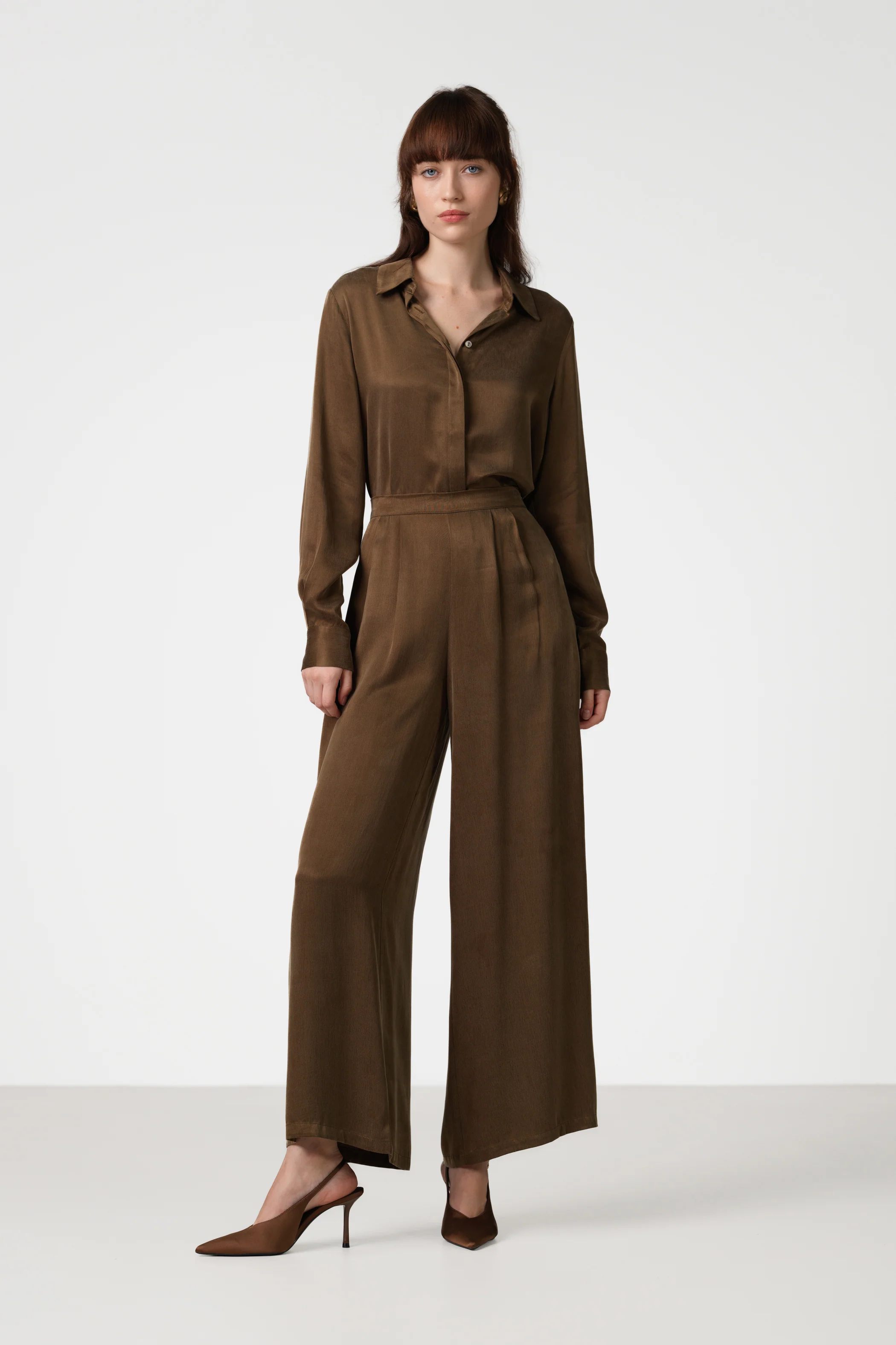 Grace Cupro Trousers | Chestnut Brown - Image 3