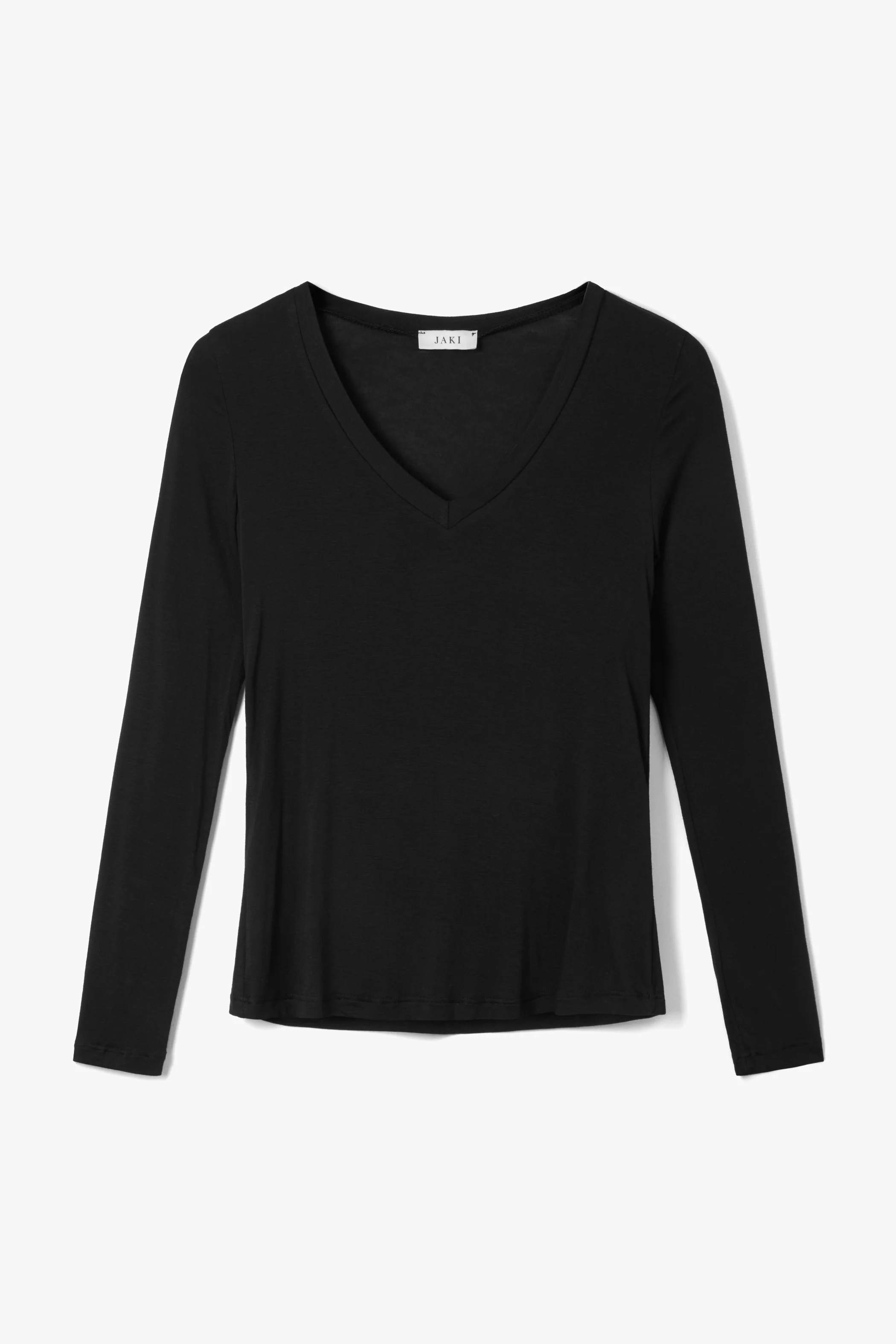 Sylvie V Neck Featherweight Top | Black | Modal-Silk - Image 2