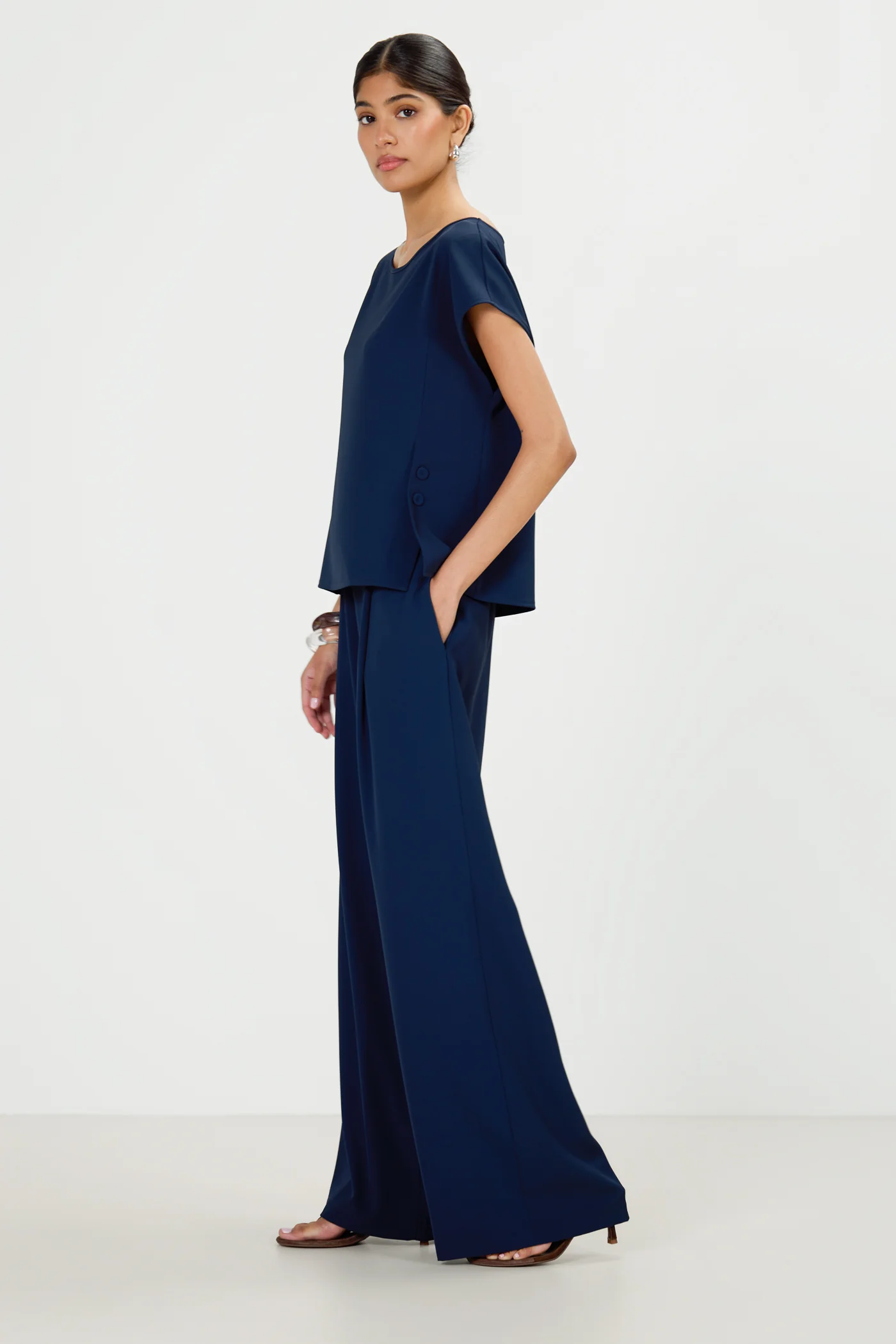 Blanchett Pleated Trousers | Navy - Image 4