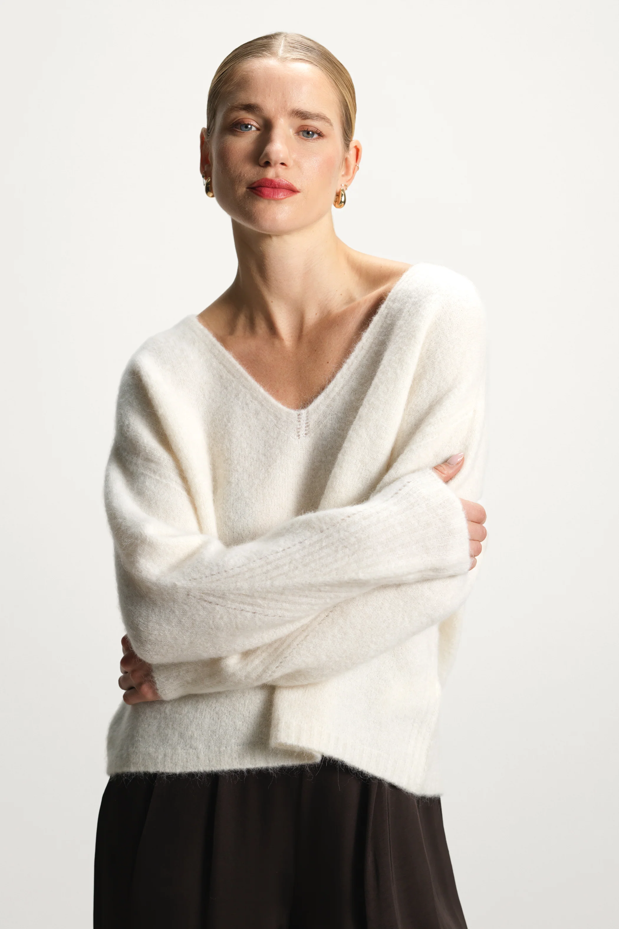Vera V Neck Sweater | Ivory | Alpaca Blend - Image 2