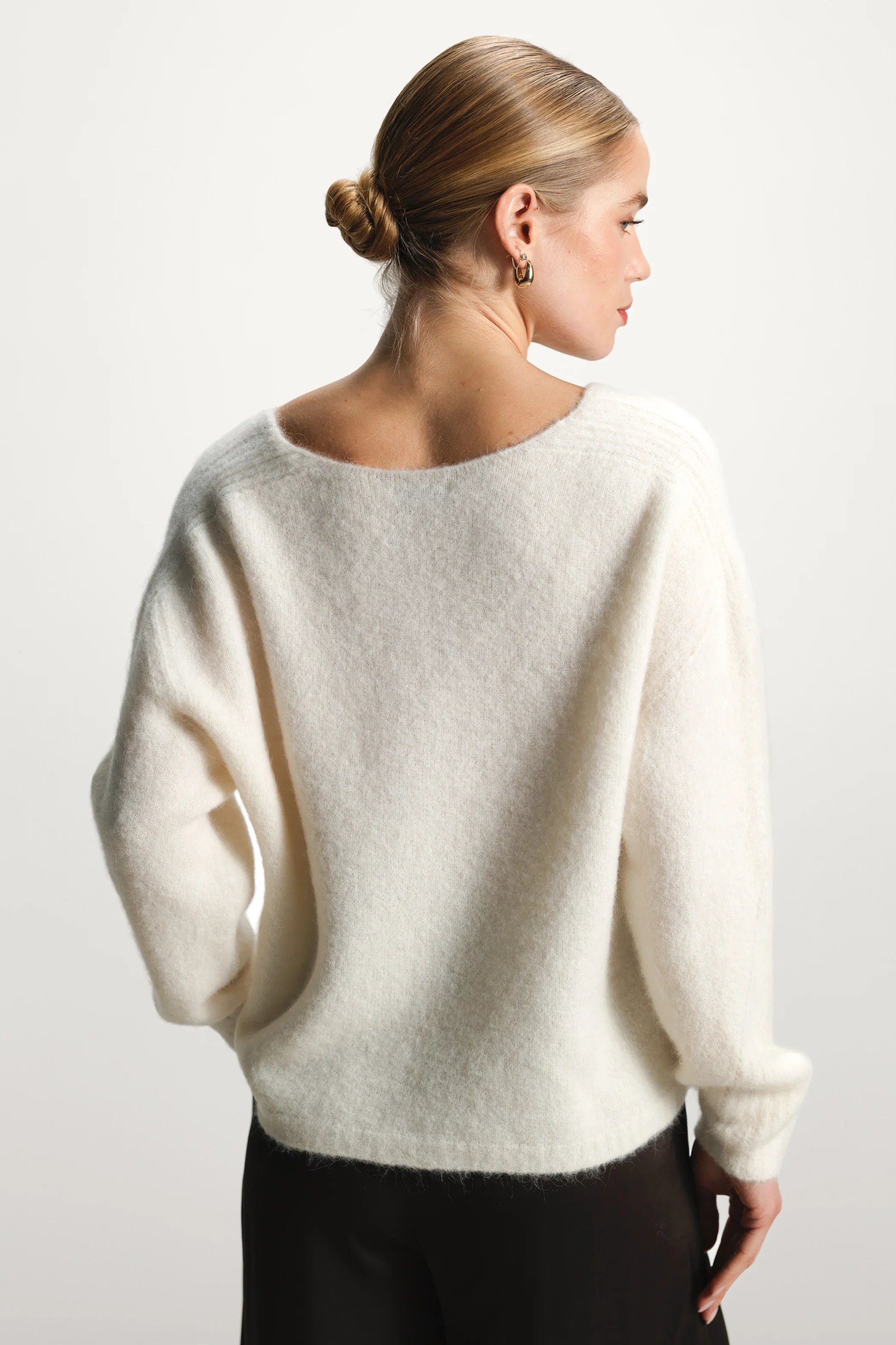 Vera V Neck Sweater | Ivory | Alpaca Blend - Image 3