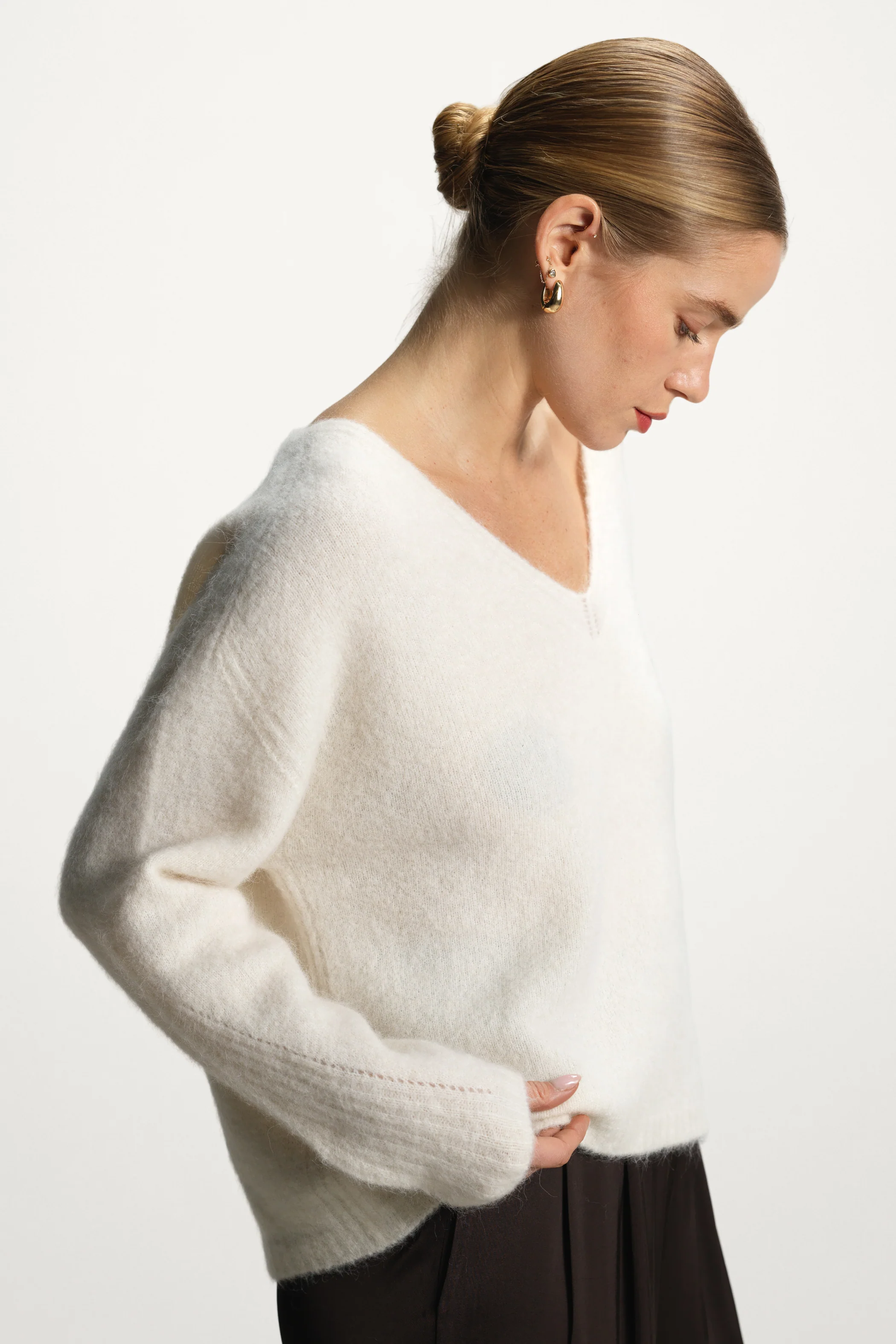 Vera V Neck Sweater | Ivory | Alpaca Blend - Image 4