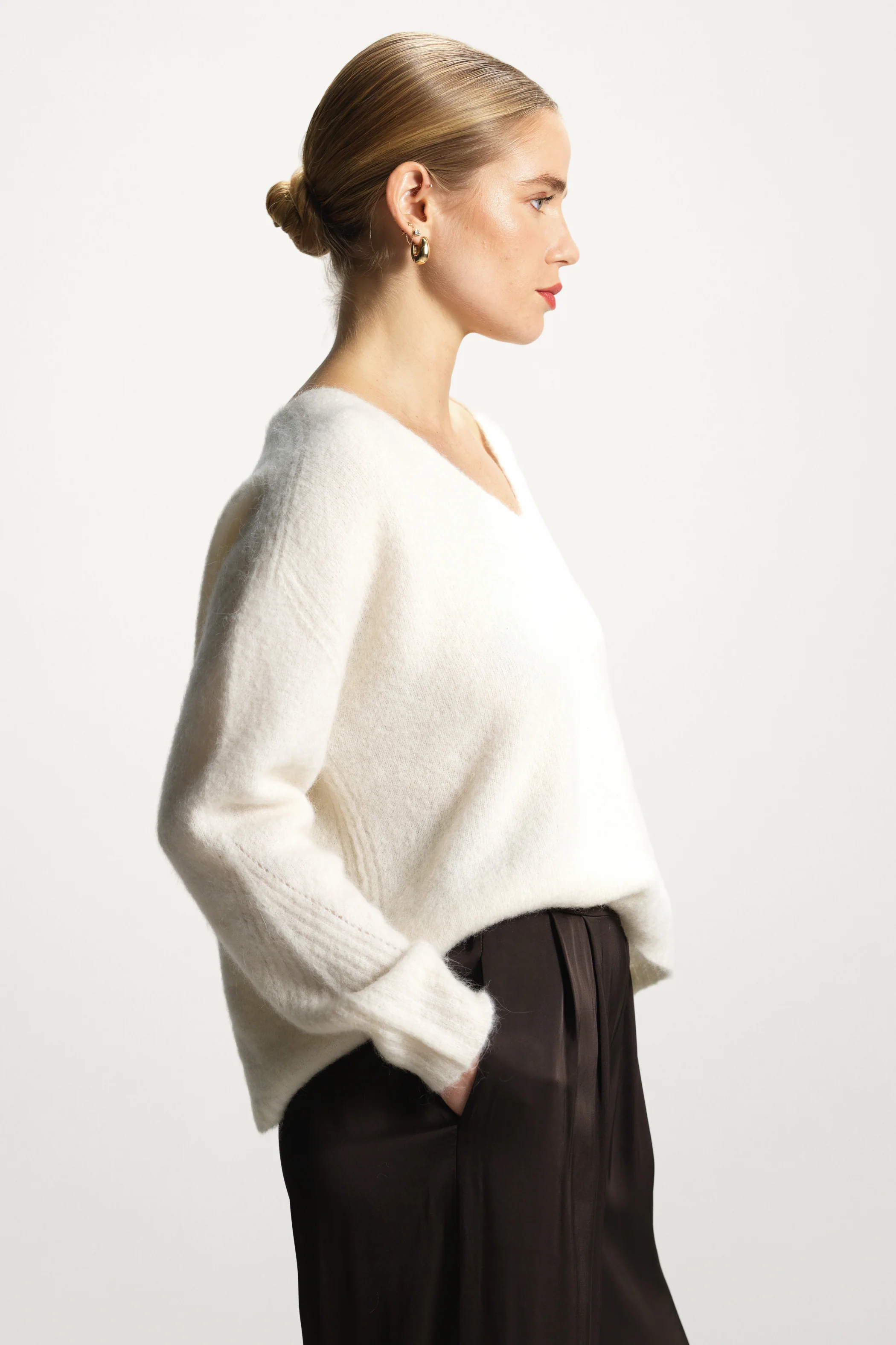 Vera V Neck Sweater | Ivory | Alpaca Blend - Image 5