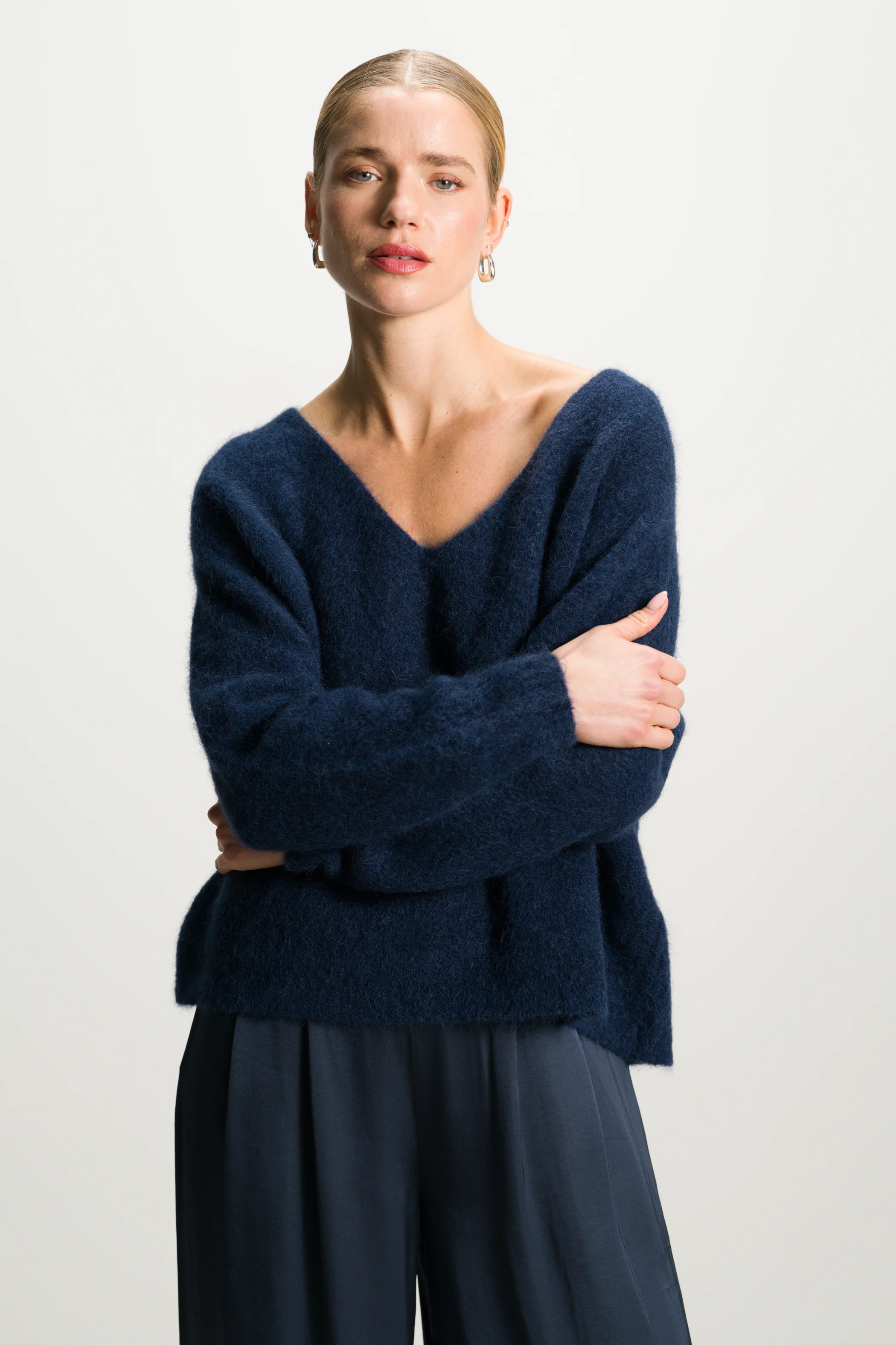 Vera V Neck Sweater | Navy | Alpaca Blend - Image 4