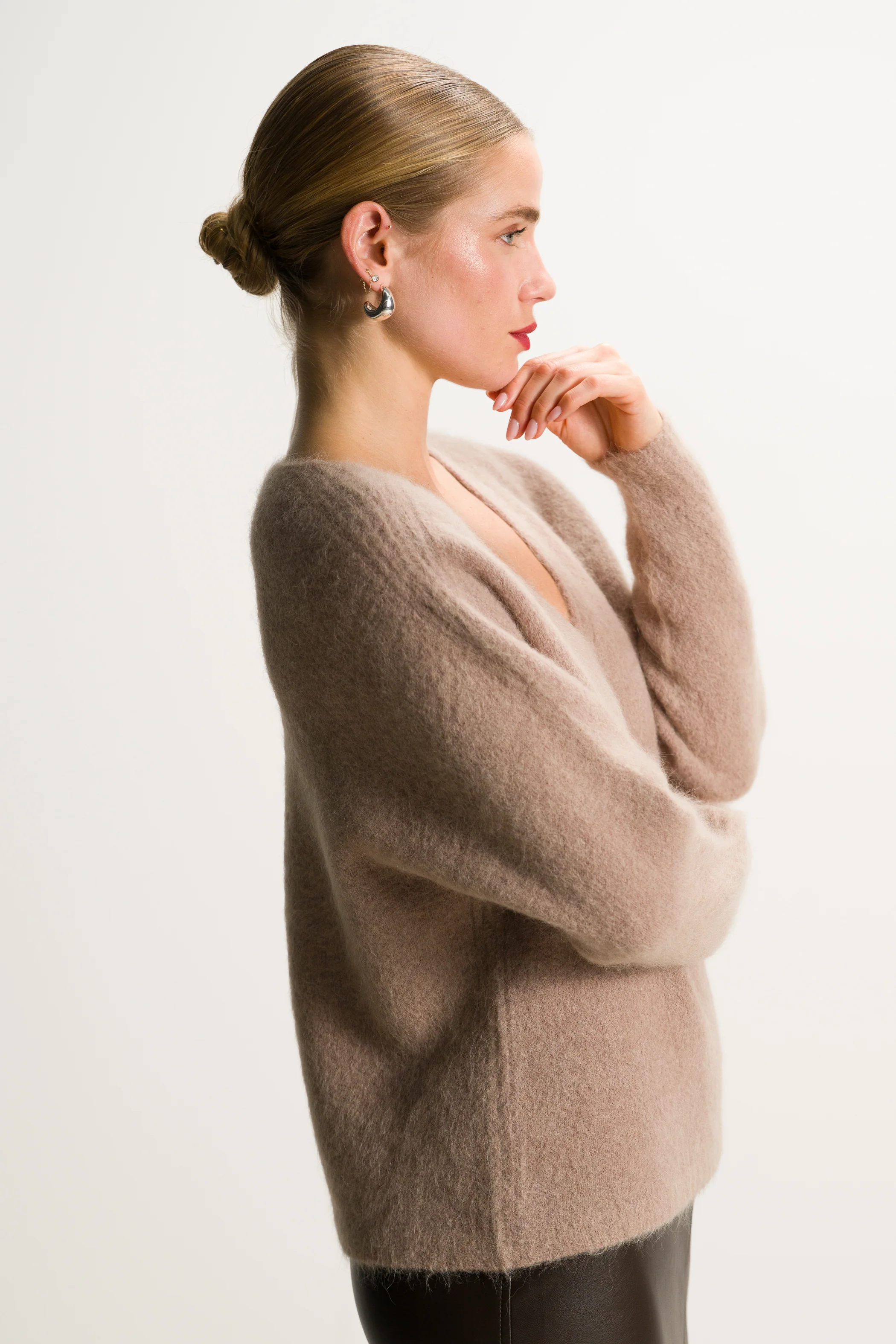 Vera V Neck Sweater | Toffee | Alpaca Blend - Image 2