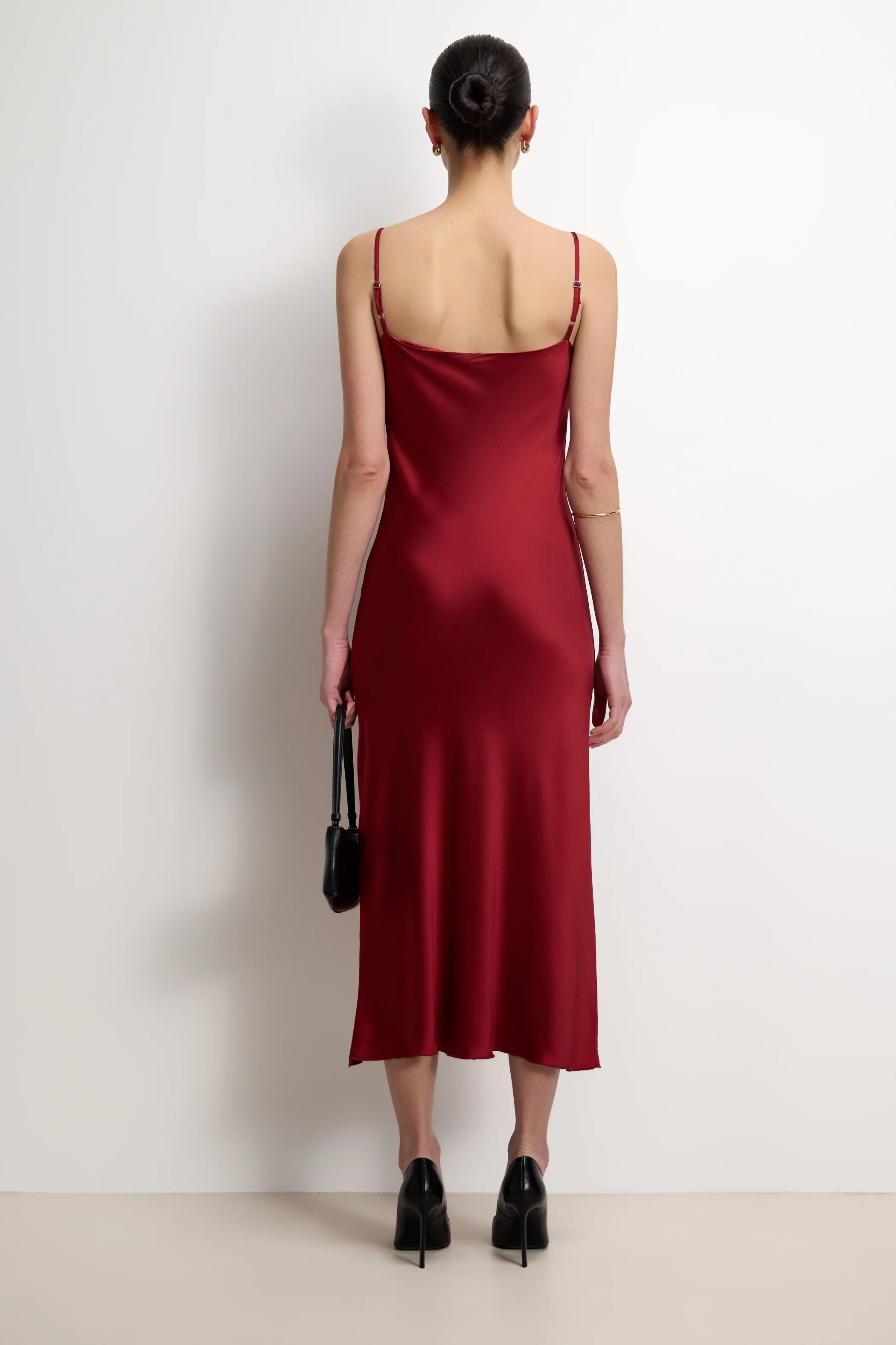 Vionne Strappy Satin Dress | Carmine - Image 2