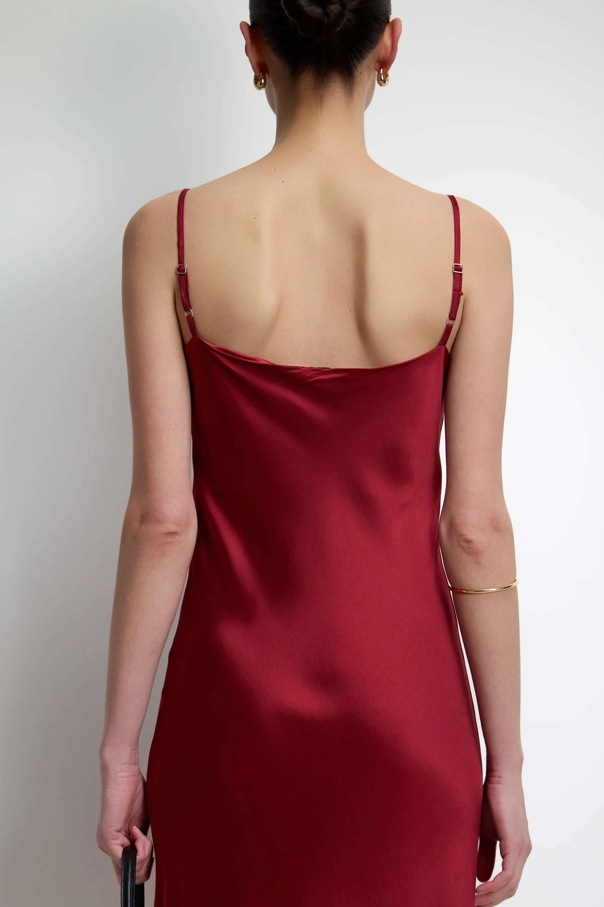 Vionne Strappy Satin Dress | Carmine - Image 3