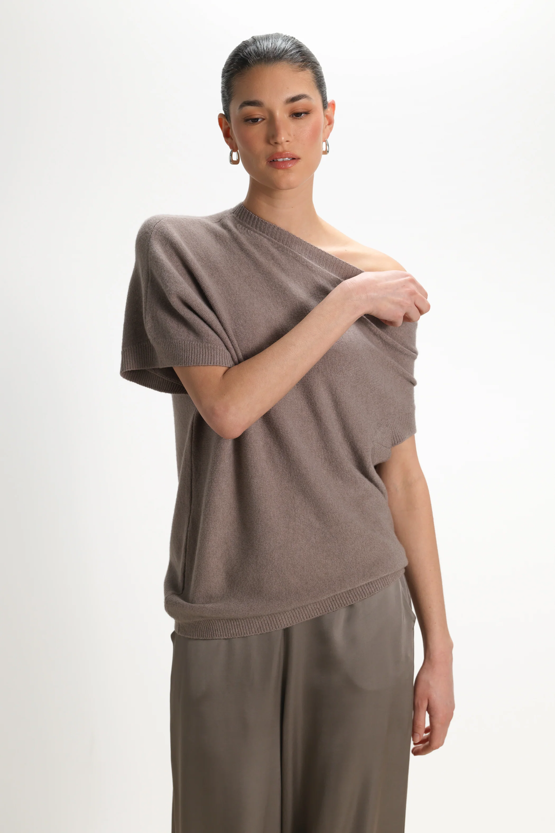 Vivienne Asymmetric Knit | Mink - Image 3