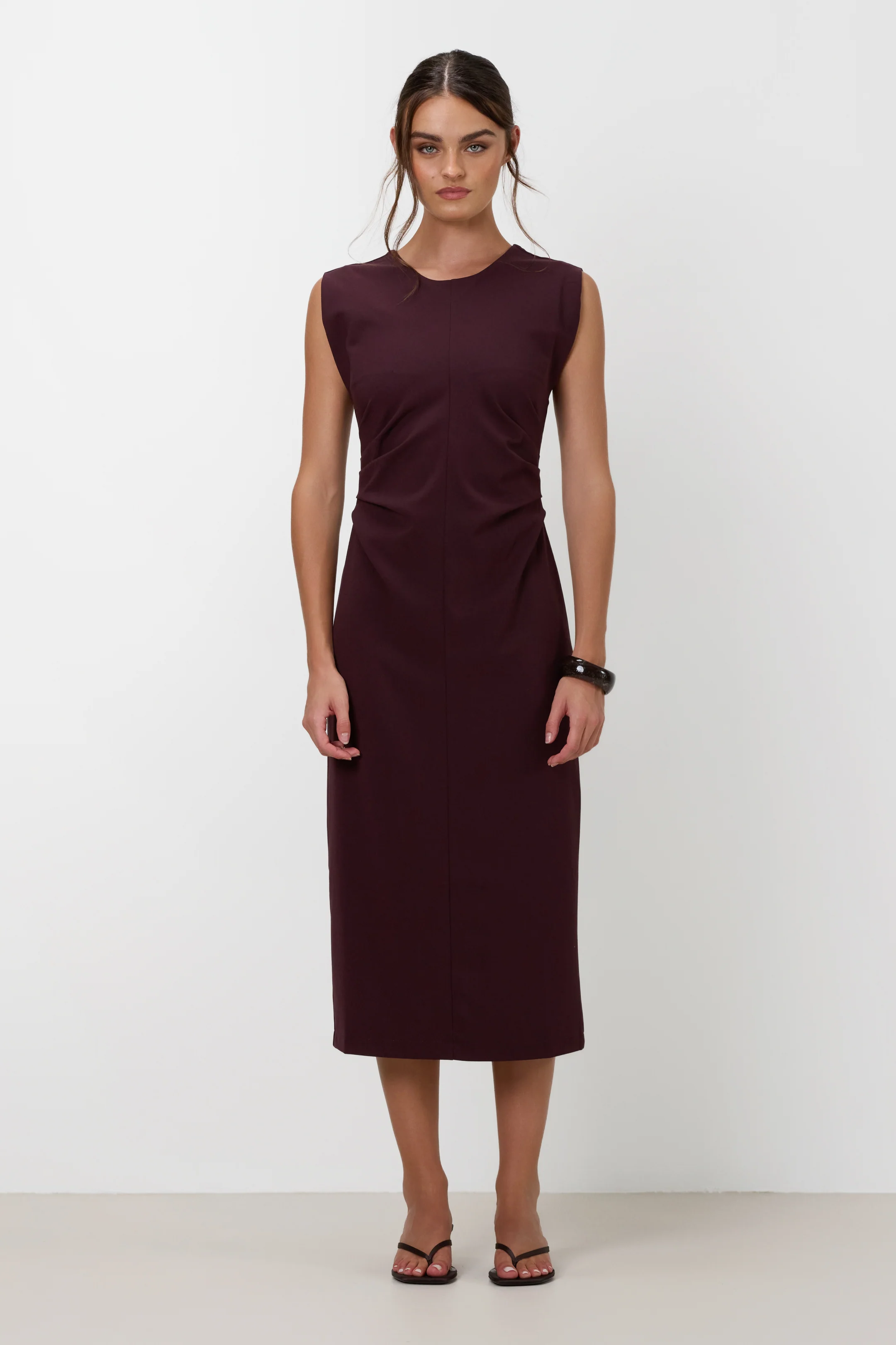 Neve Ruched Dress | Burgundy - Image 10