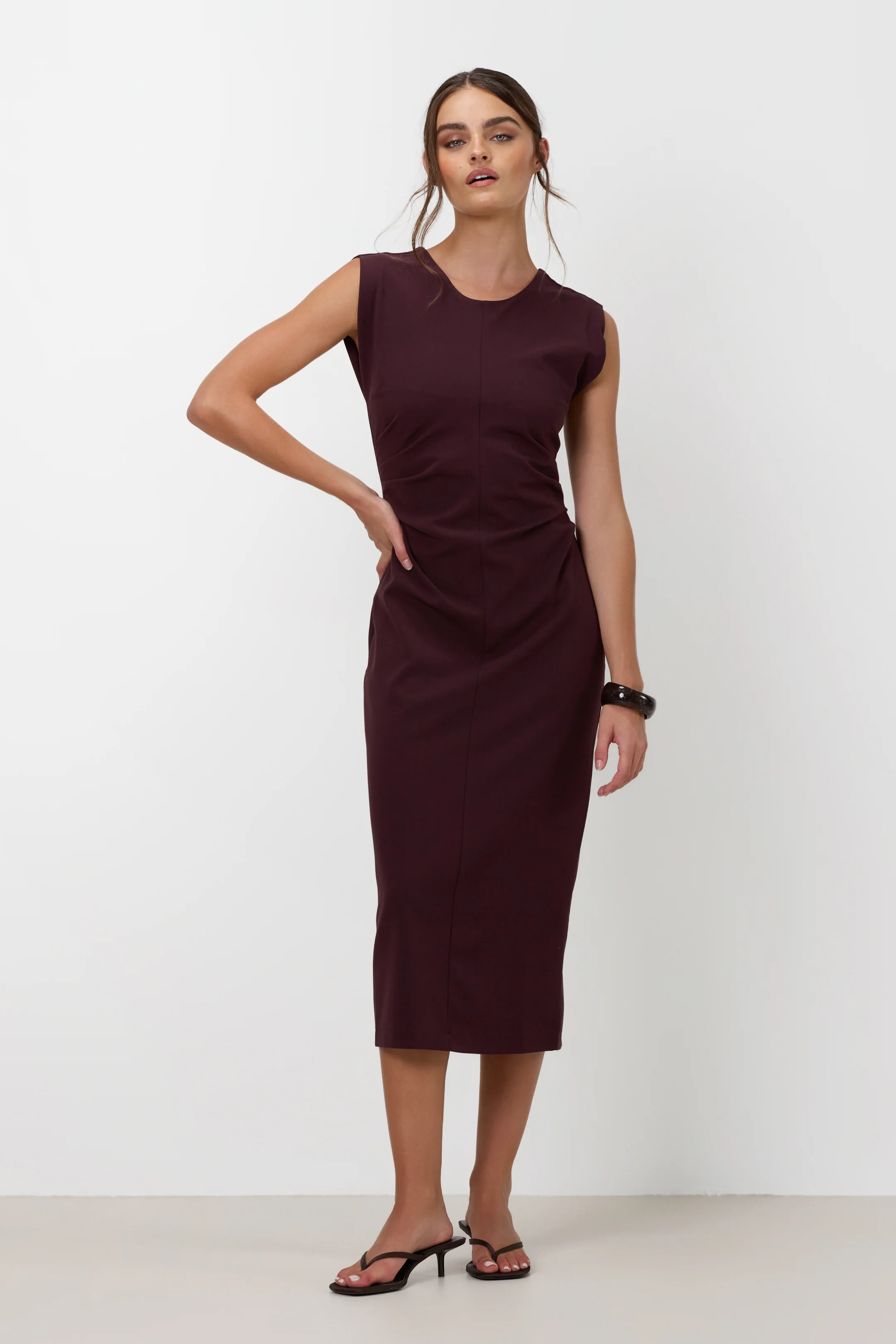 Neve Ruched Dress | Burgundy - Image 11