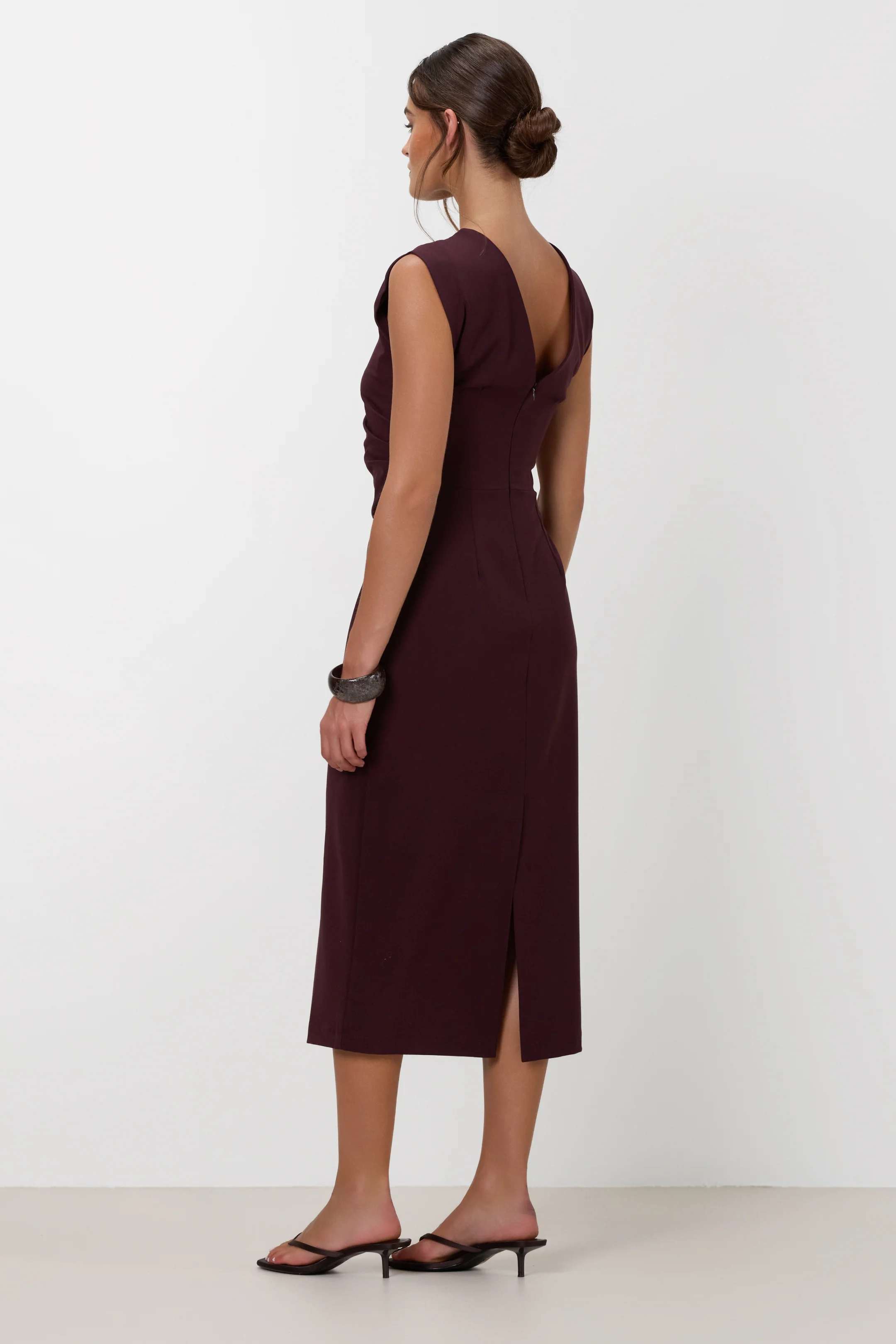 Neve Ruched Dress | Burgundy - Image 4