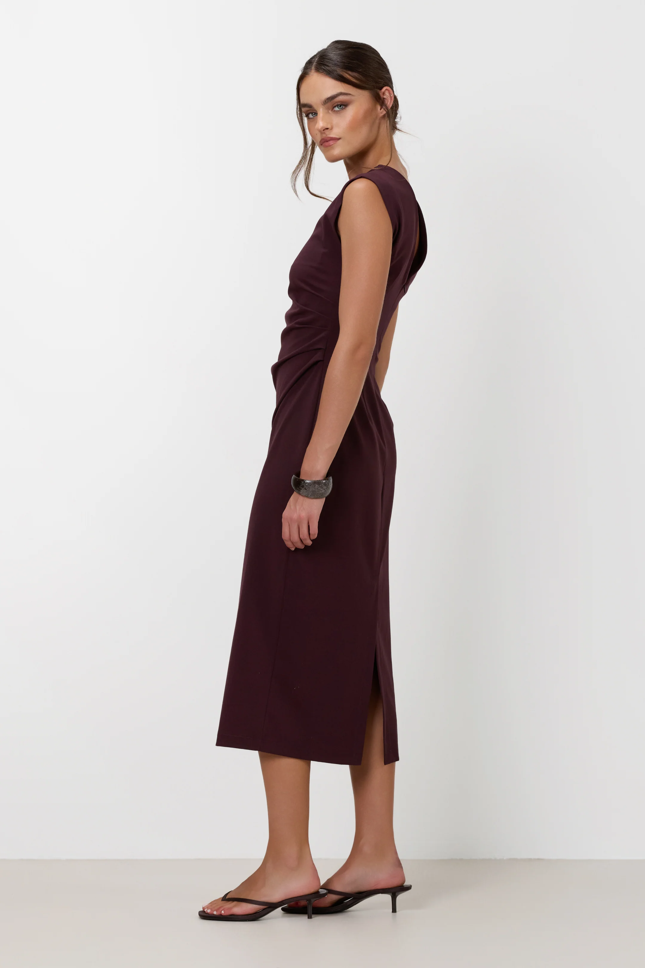 Neve Ruched Dress | Burgundy - Image 5