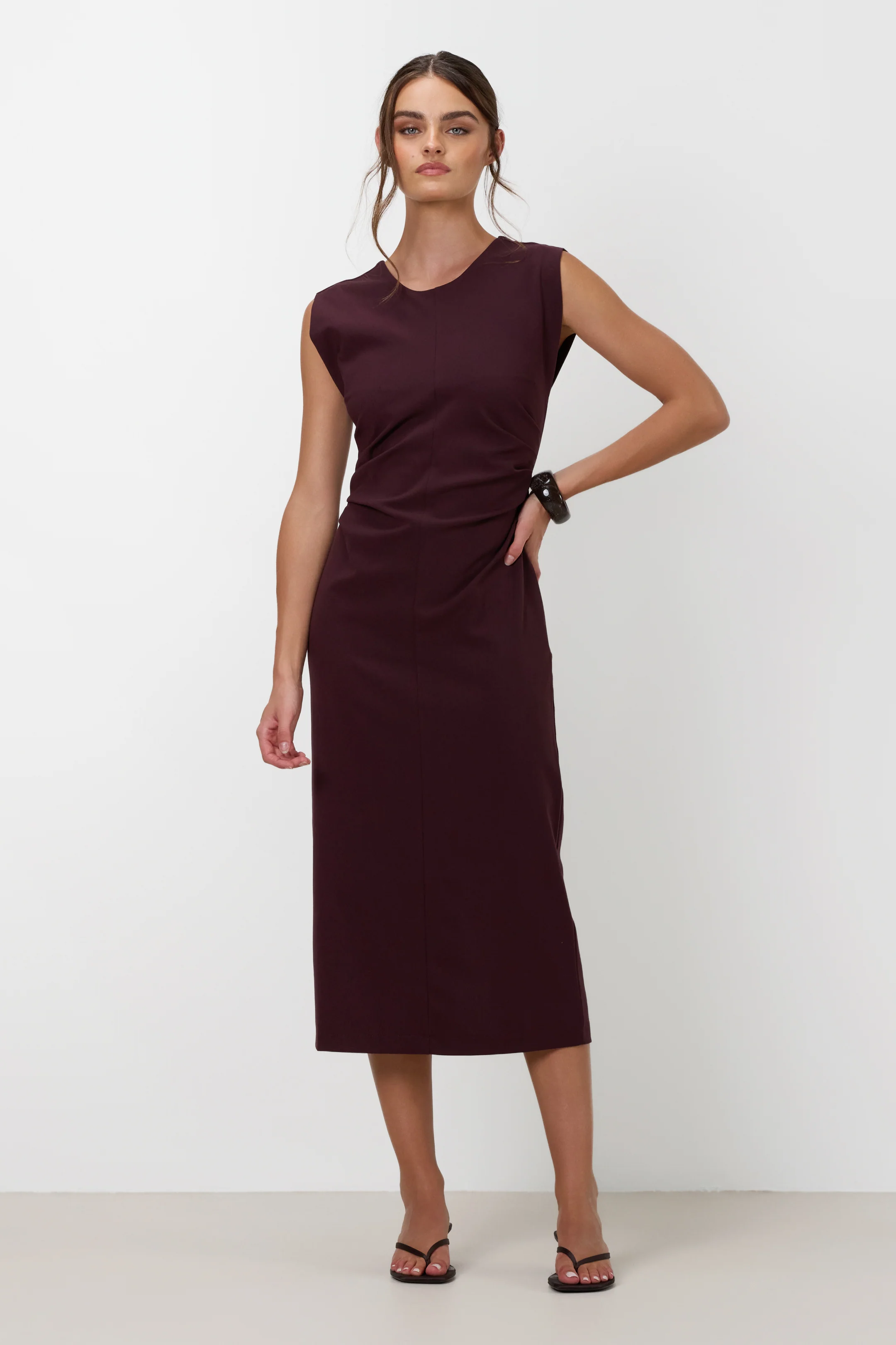 Neve Ruched Dress | Burgundy - Image 6