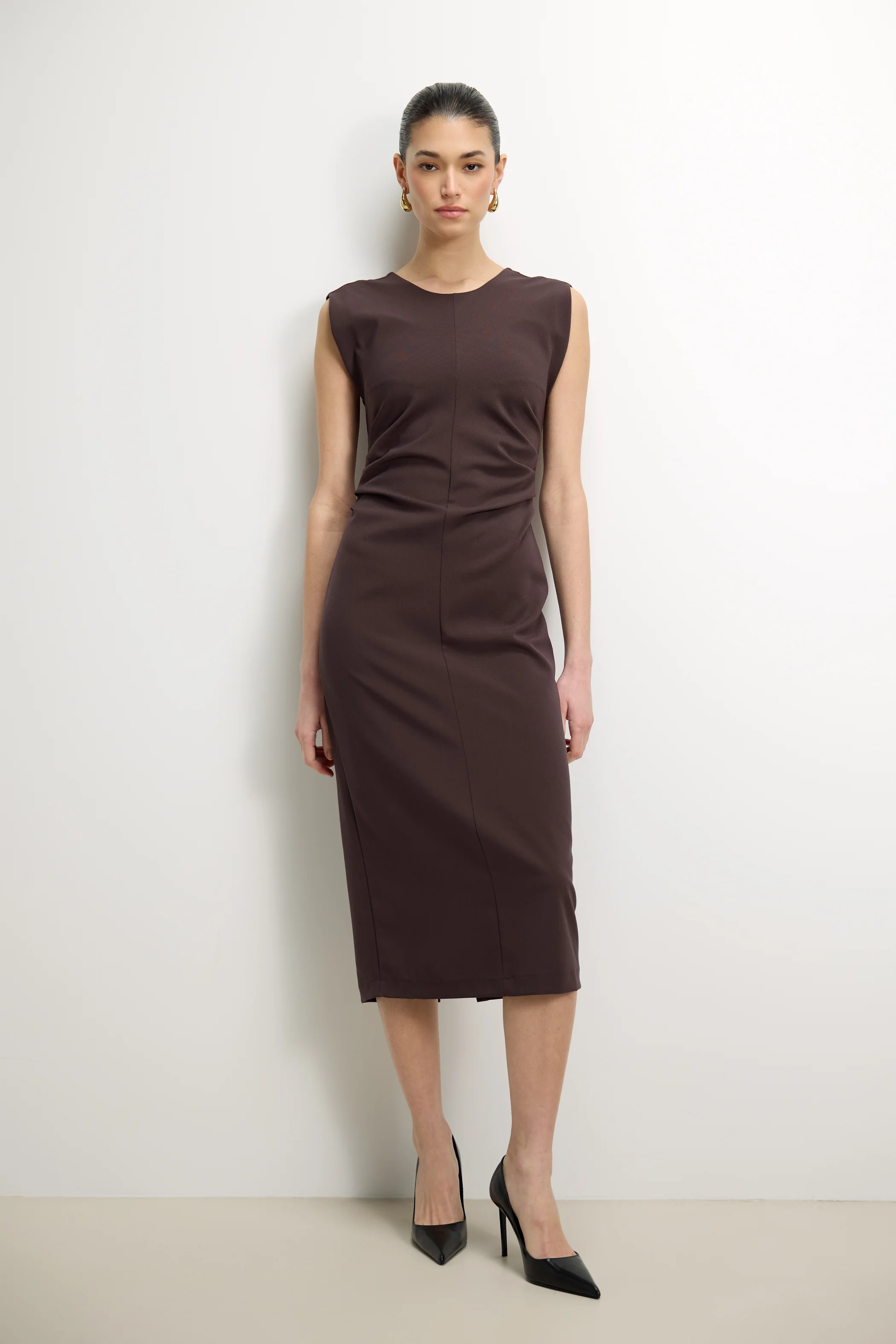 Neve Ruched Dress | Espresso Brown - Image 3
