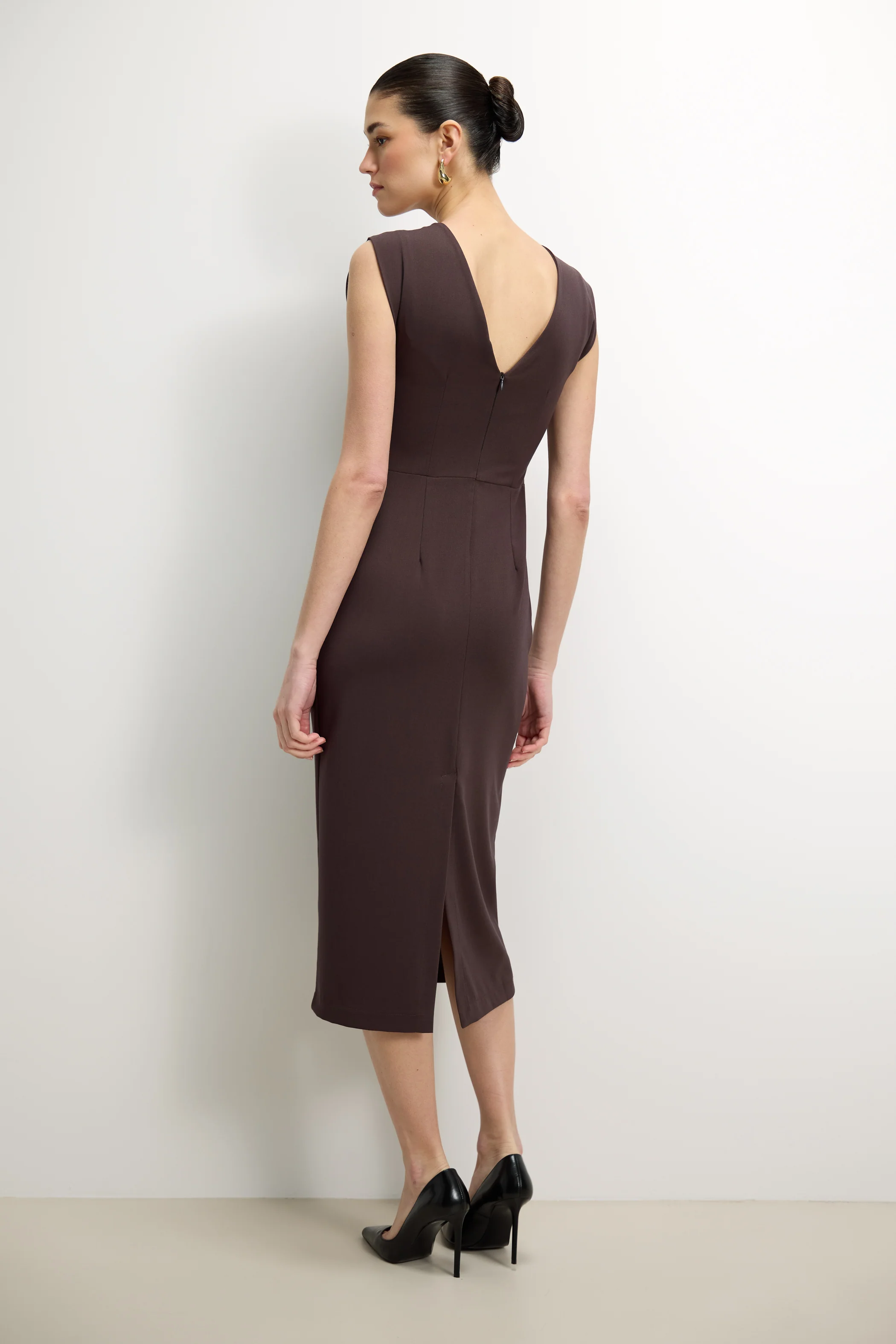 Neve Ruched Dress | Espresso Brown - Image 4