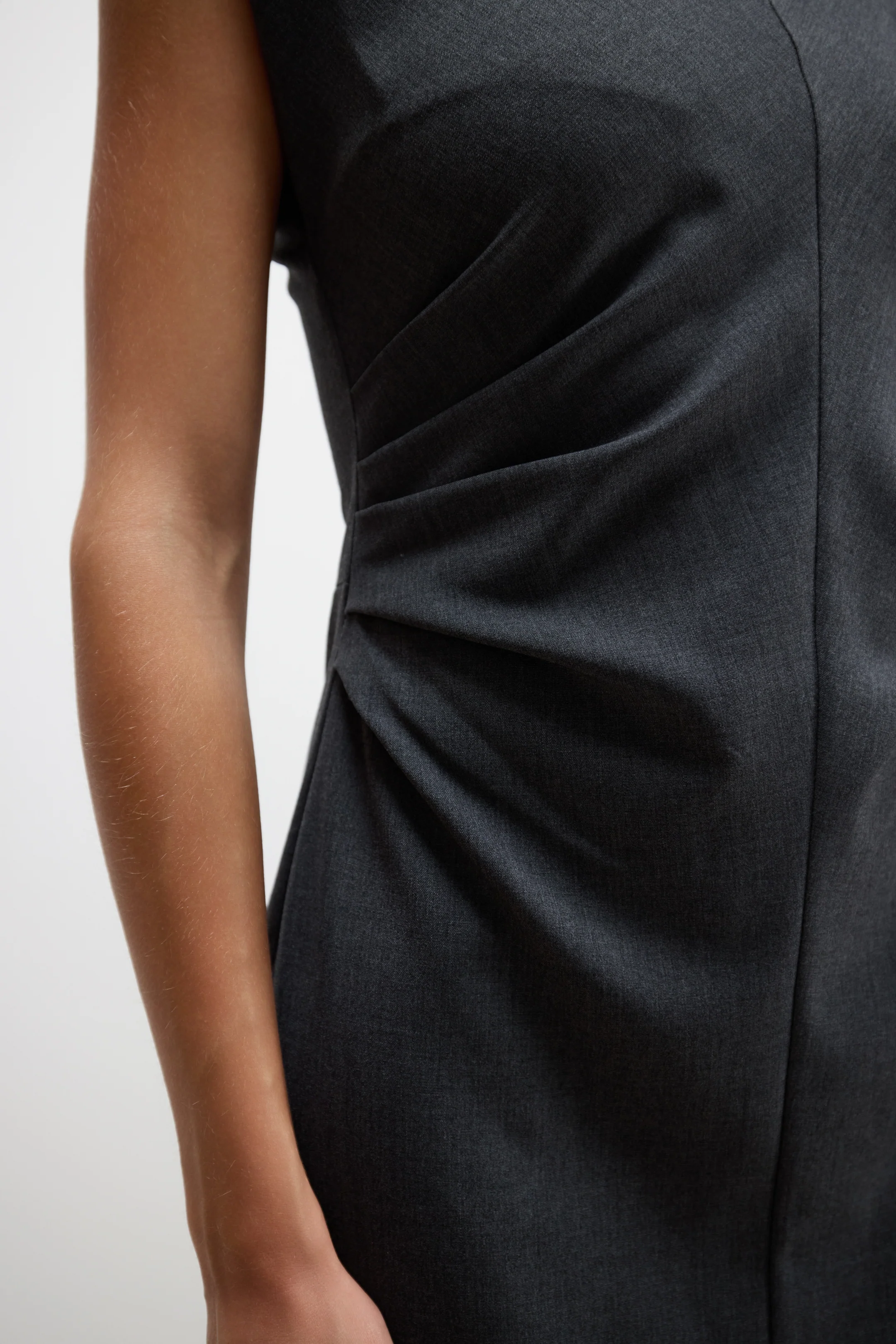 Neve Ruched Dress | Dark Grey Melange - Image 5