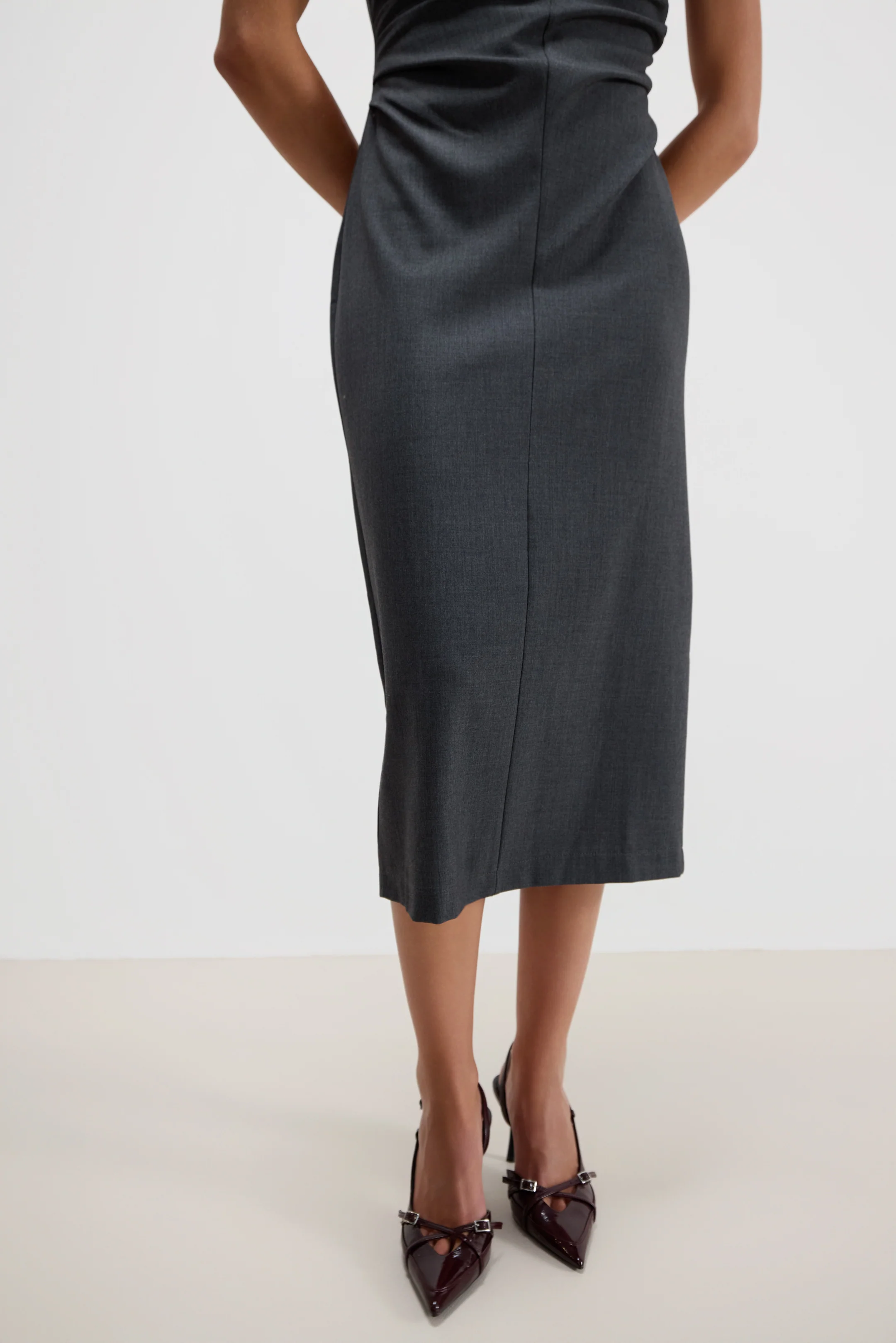 Neve Ruched Dress | Dark Grey Melange - Image 7