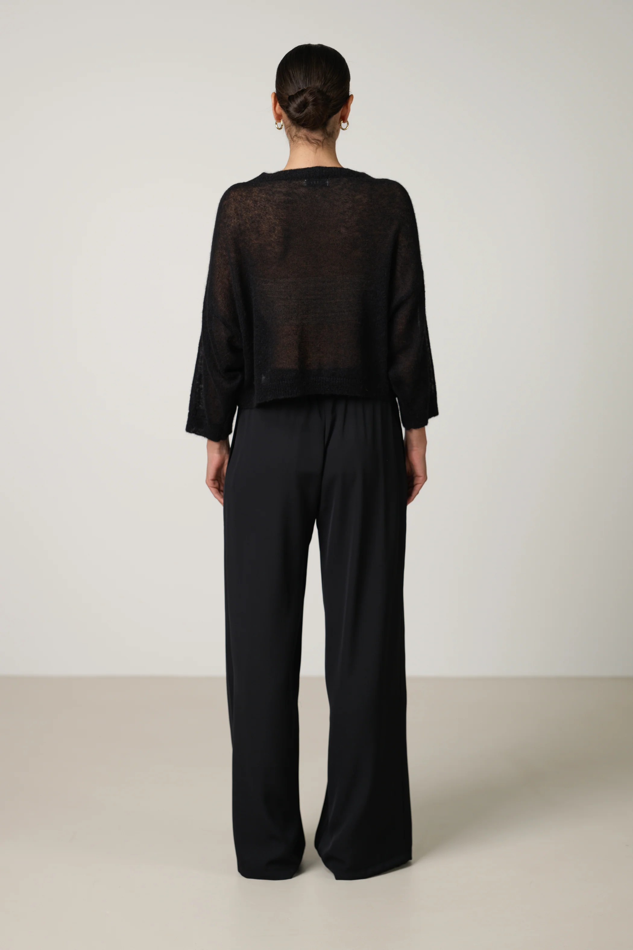 Willow Boxy Sheer Sweater | Black | Alpaca Blend - Image 3