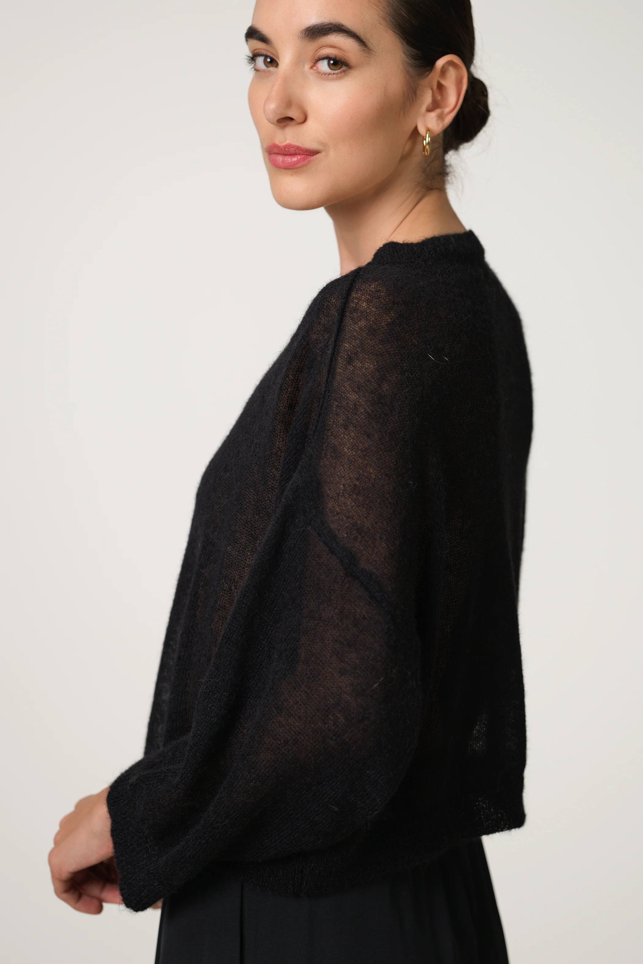 Willow Boxy Sheer Sweater | Black | Alpaca Blend - Image 5