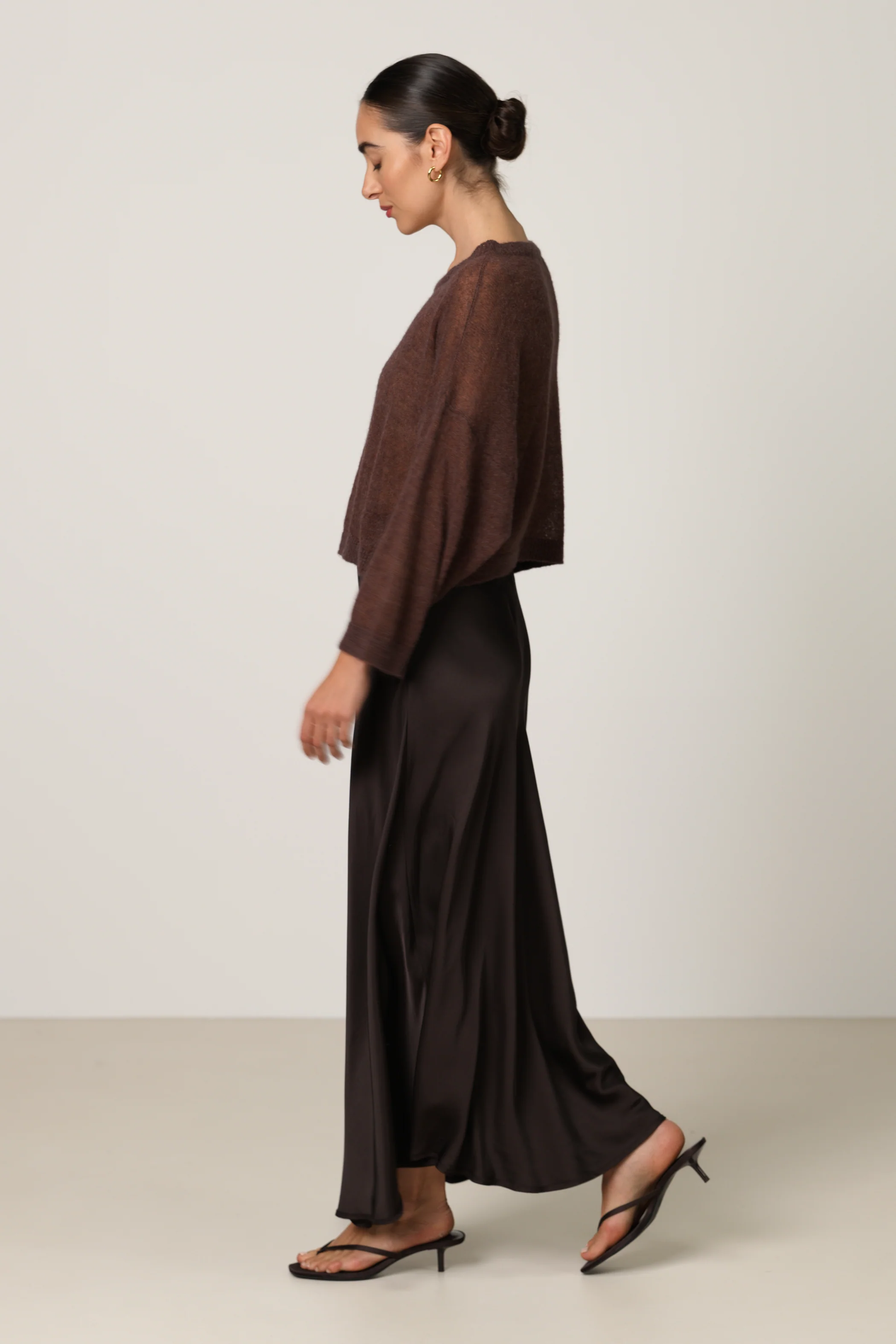 Willow Boxy Sheer Sweater | Espresso Brown | Alpaca Blend - Image 3
