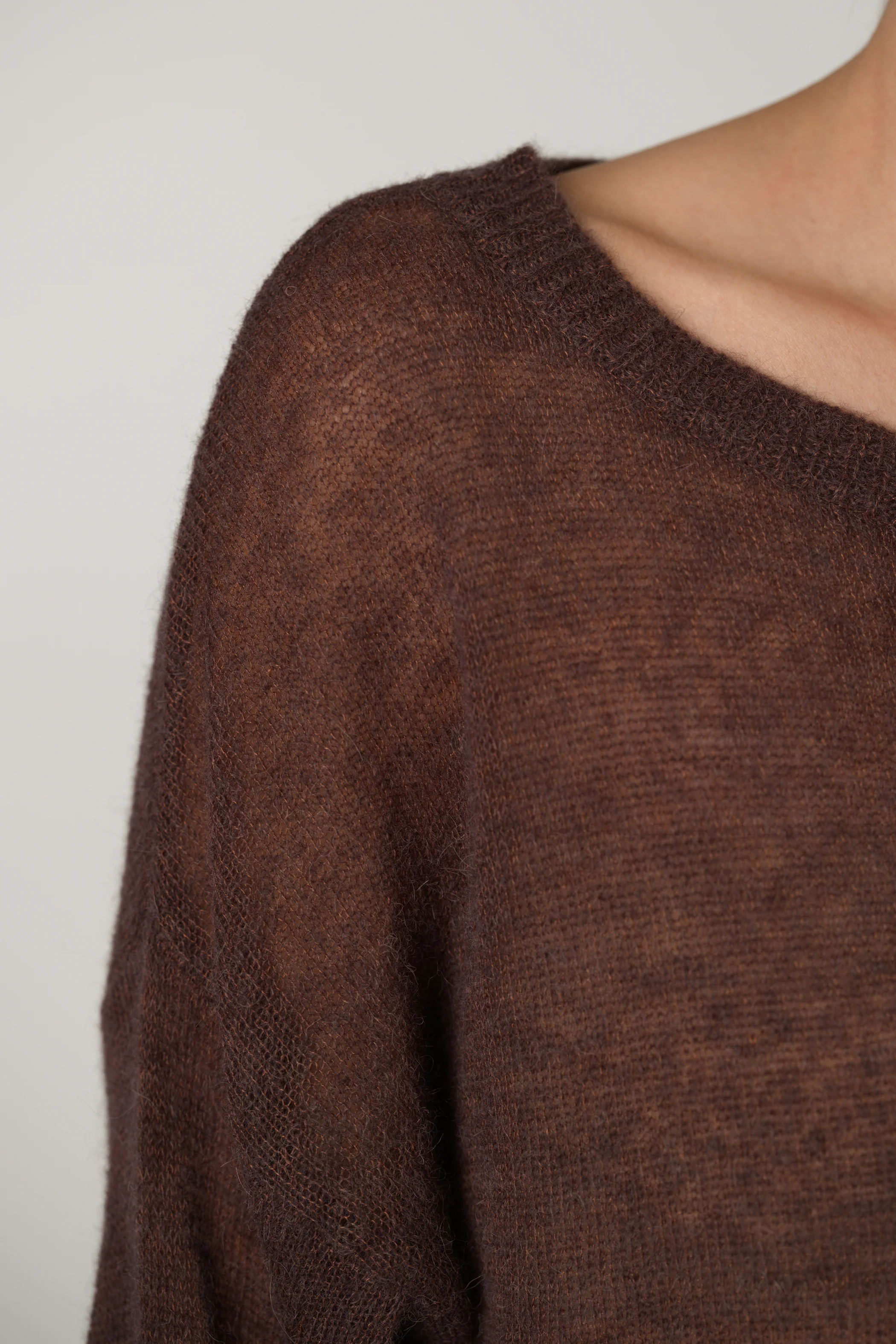 Willow Boxy Sheer Sweater | Espresso Brown | Alpaca Blend - Image 4