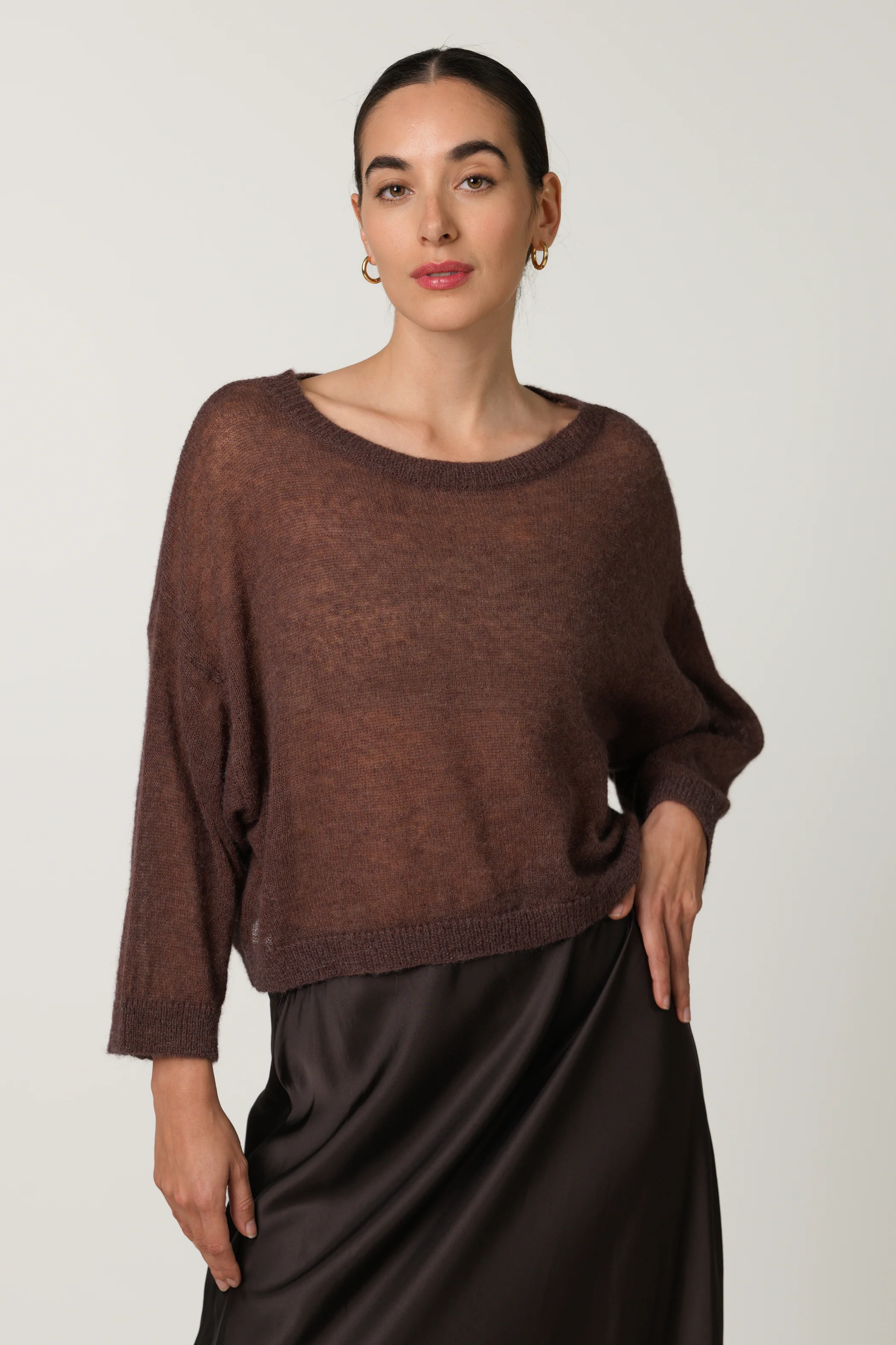 Willow Boxy Sheer Sweater | Espresso Brown | Alpaca Blend - Image 6