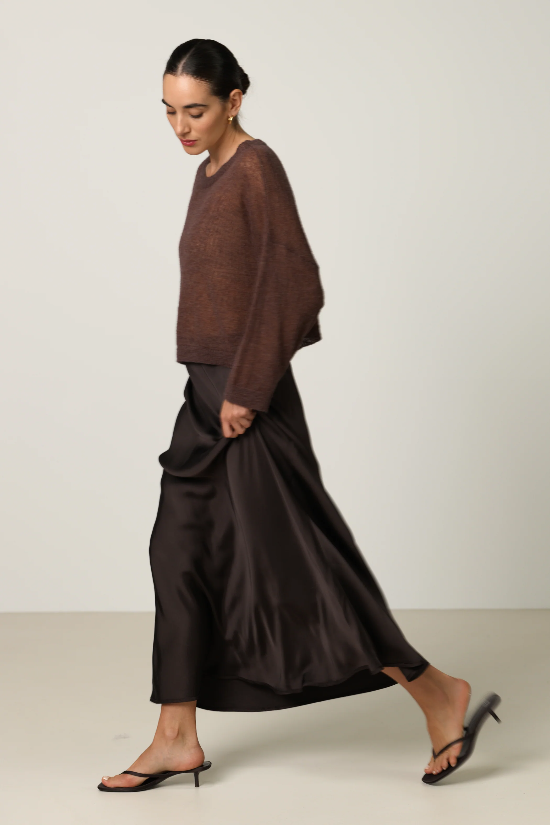 Willow Boxy Sheer Sweater | Espresso Brown | Alpaca Blend - Image 7