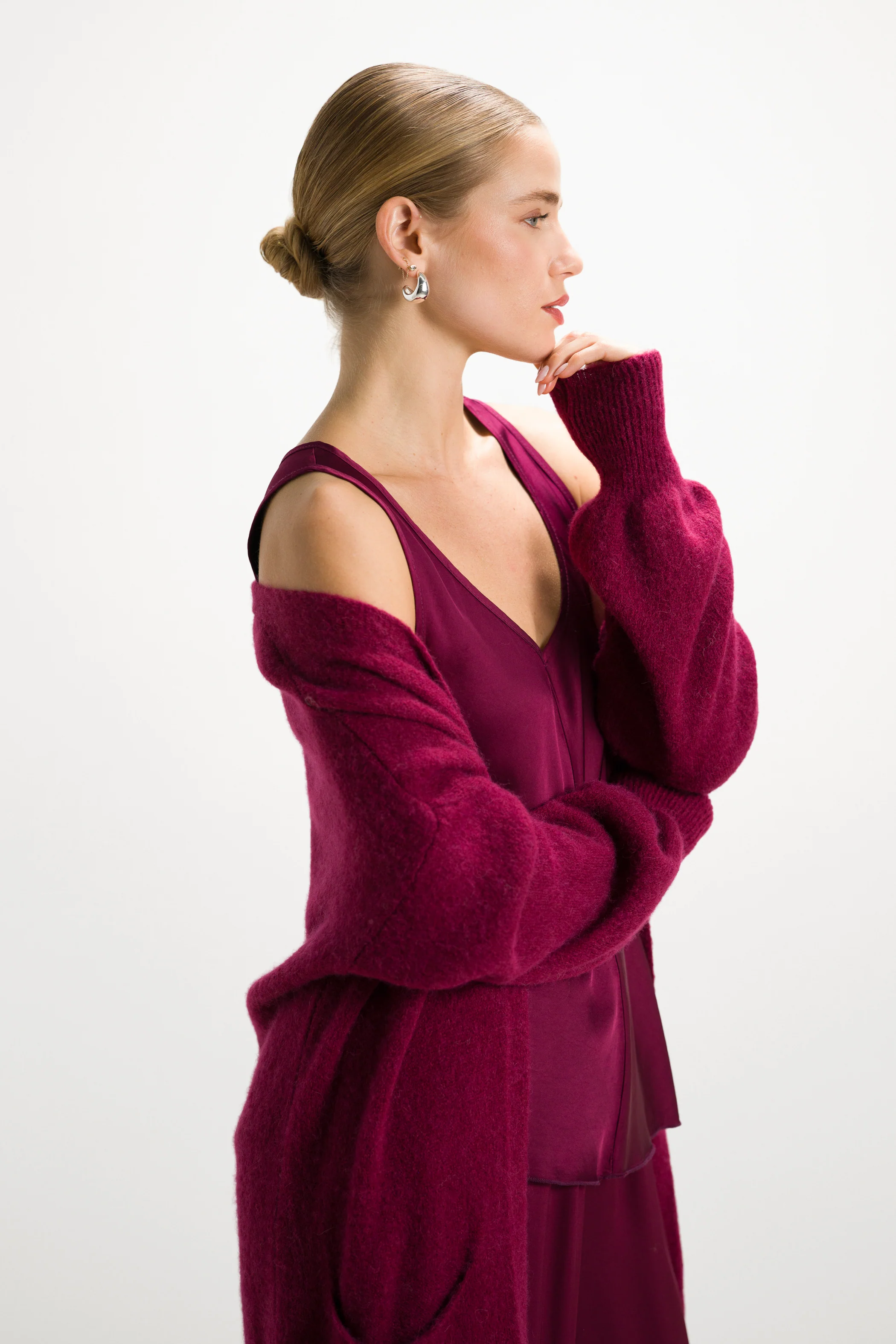 Yasmin Open Cardigan | Burgundy | Alpaca Blend - Image 2