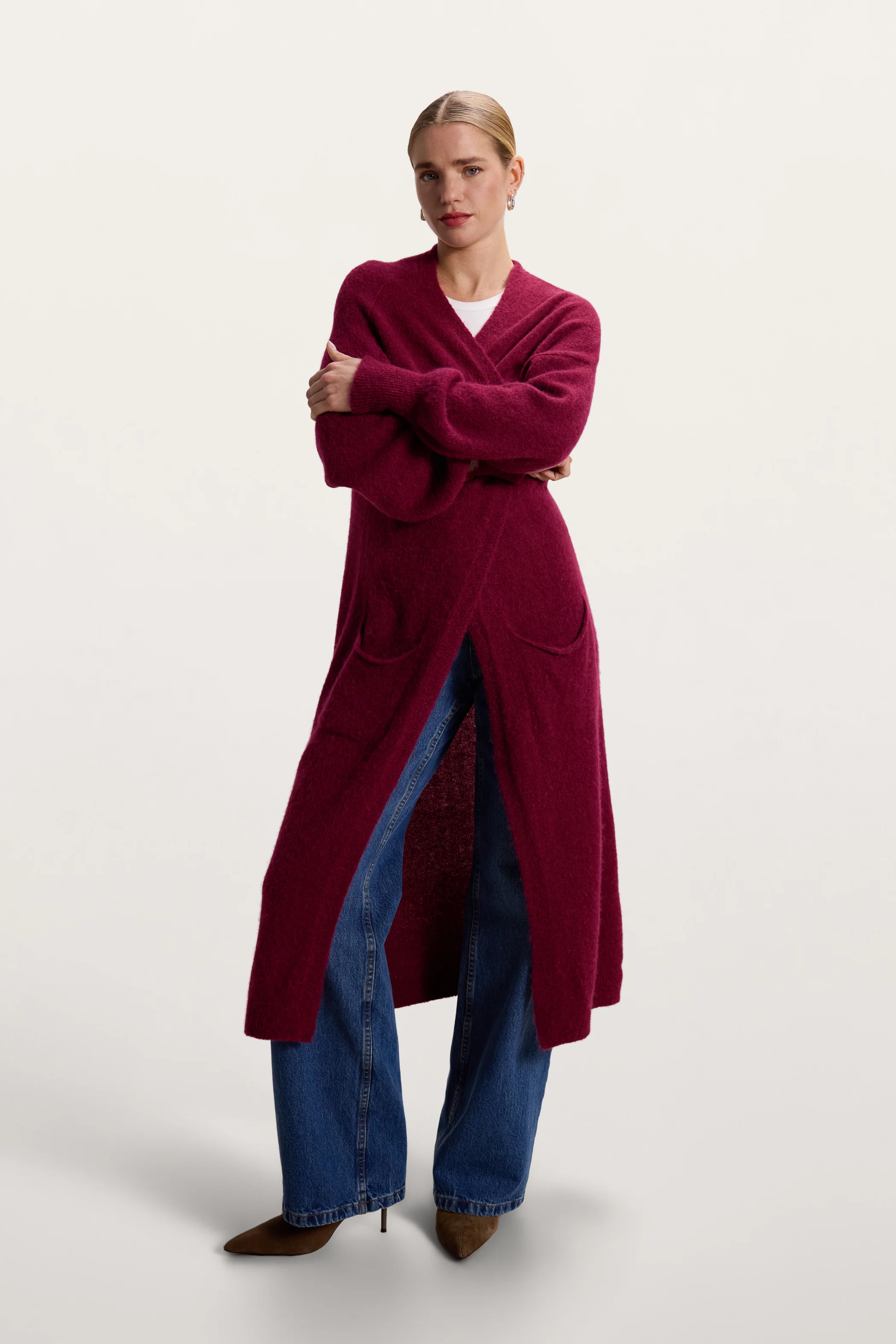 Yasmin Open Cardigan | Burgundy | Alpaca Blend - Image 8