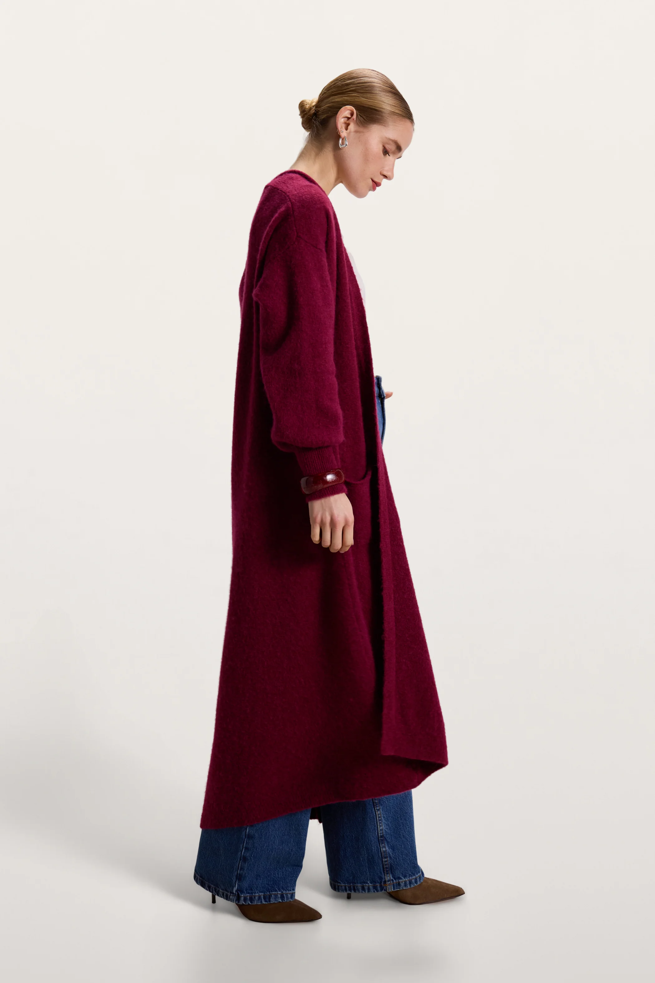 Yasmin Open Cardigan | Burgundy | Alpaca Blend - Image 9