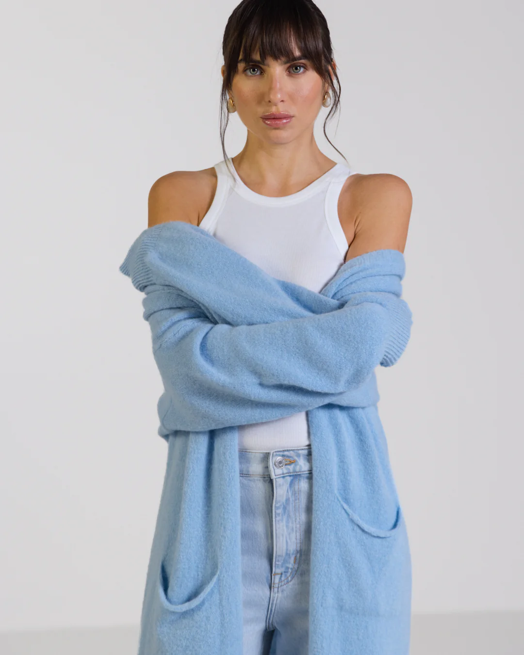 Yasmin Open Cardigan | Light Blue | Alpaca Blend