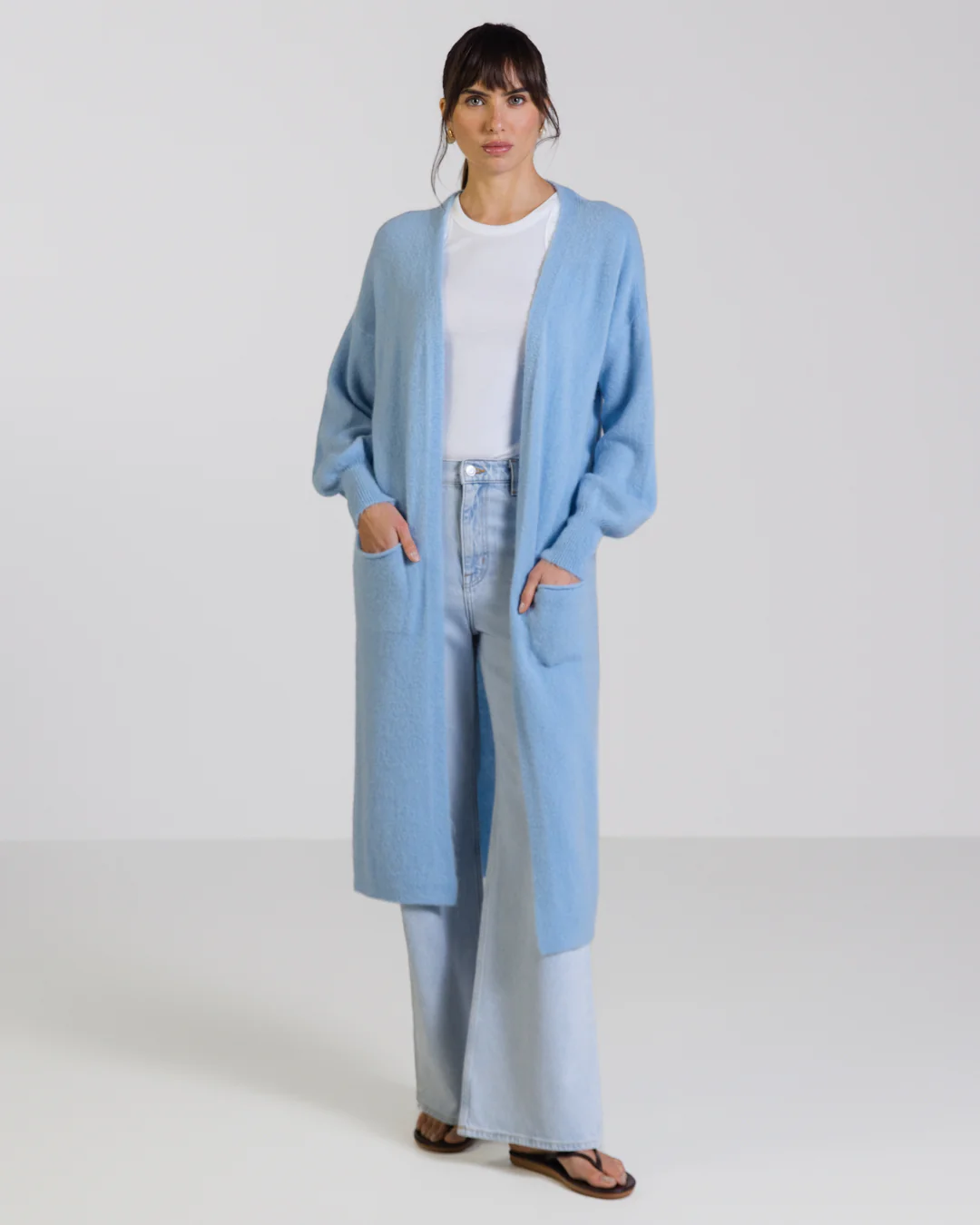 Yasmin Open Cardigan | Light Blue | Alpaca Blend - Image 3