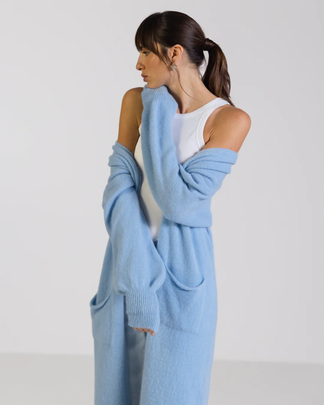 Yasmin Open Cardigan | Light Blue | Alpaca Blend - Image 4