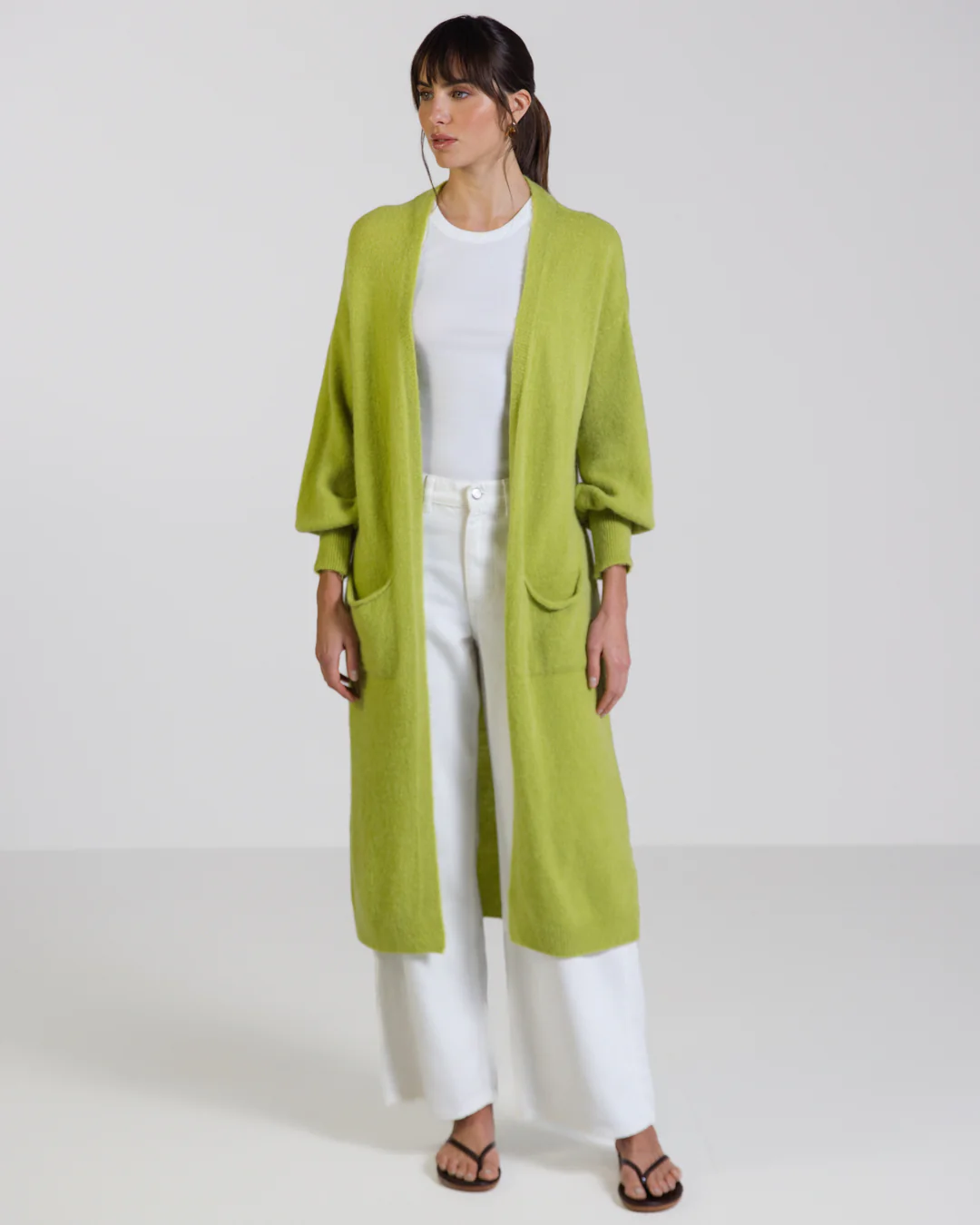 Yasmin Open Cardigan | Lime | Alpaca Blend - Image 3
