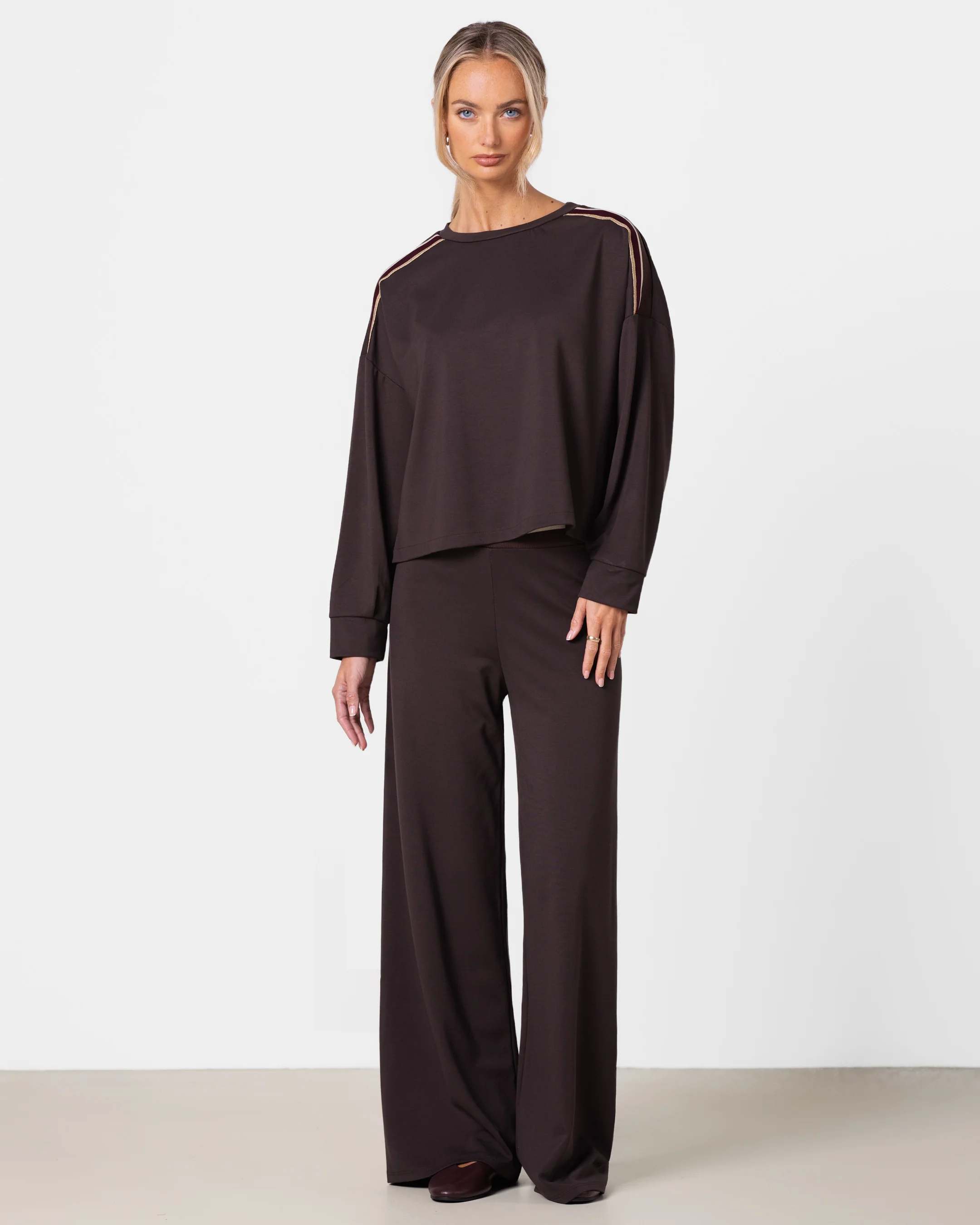 Yumi Elastic Waist Pants | Chocolate Brown - Image 4