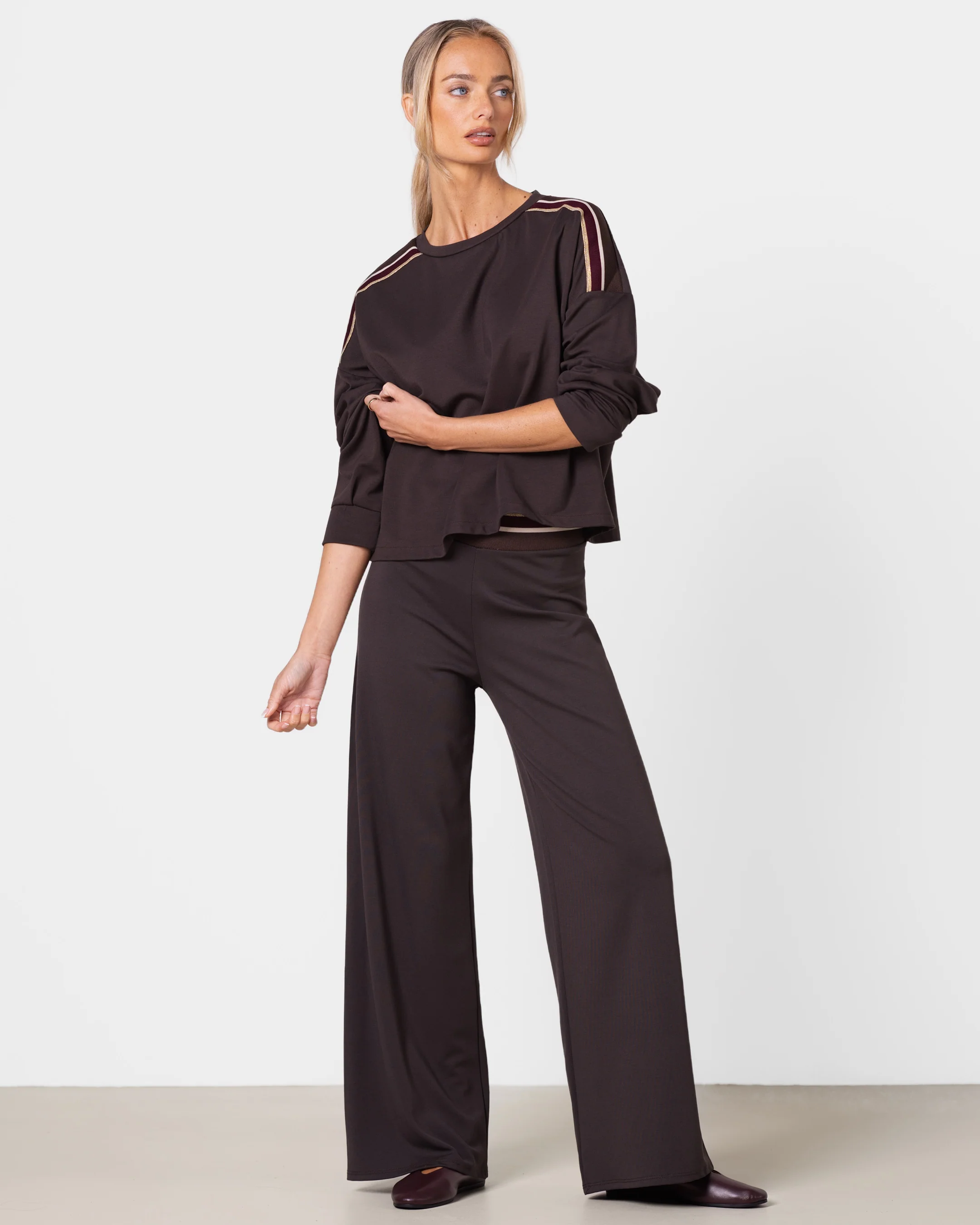 Yumi Elastic Waist Pants | Chocolate Brown - Image 5