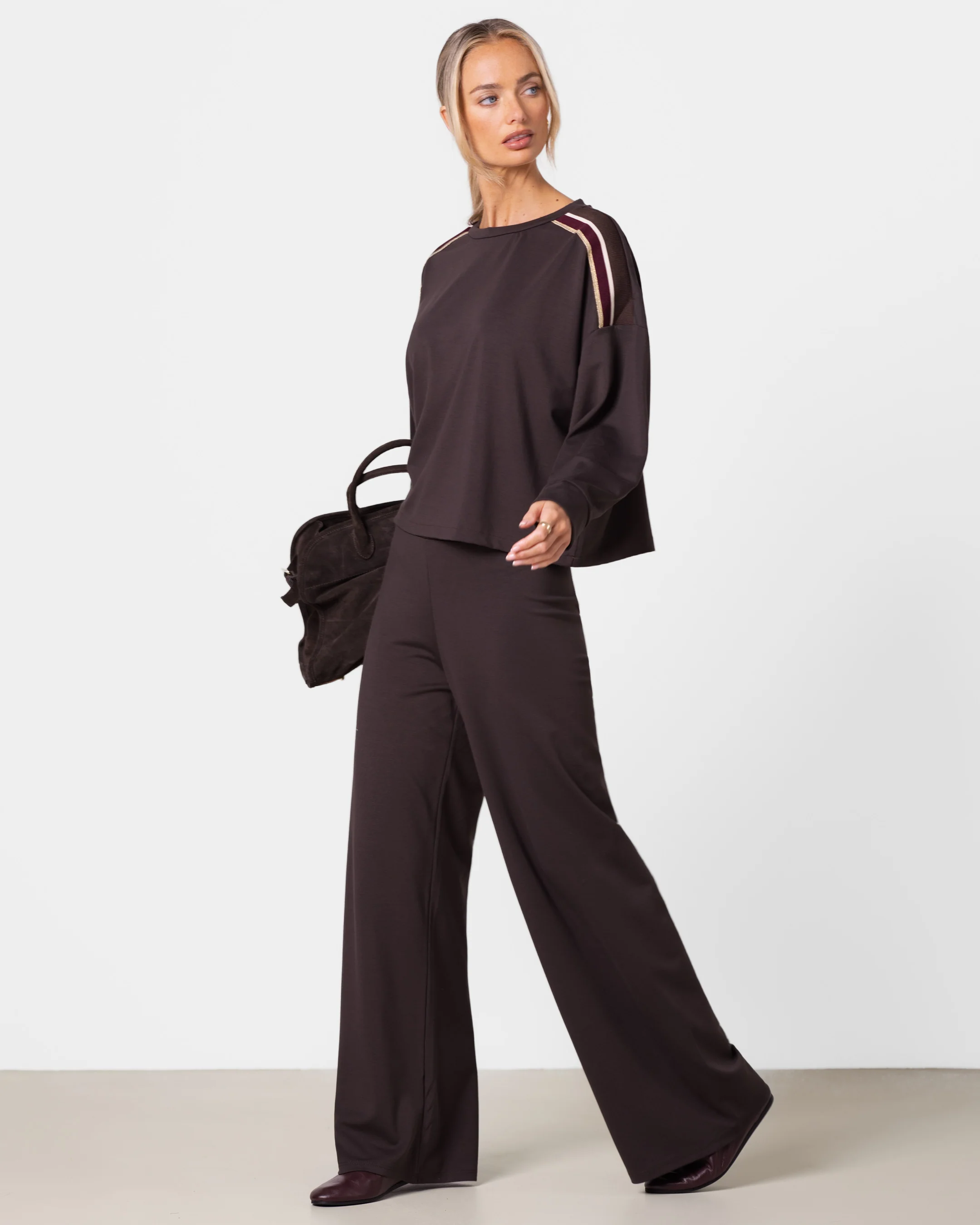 Yumi Striped Top | Chocolate Brown - Image 2